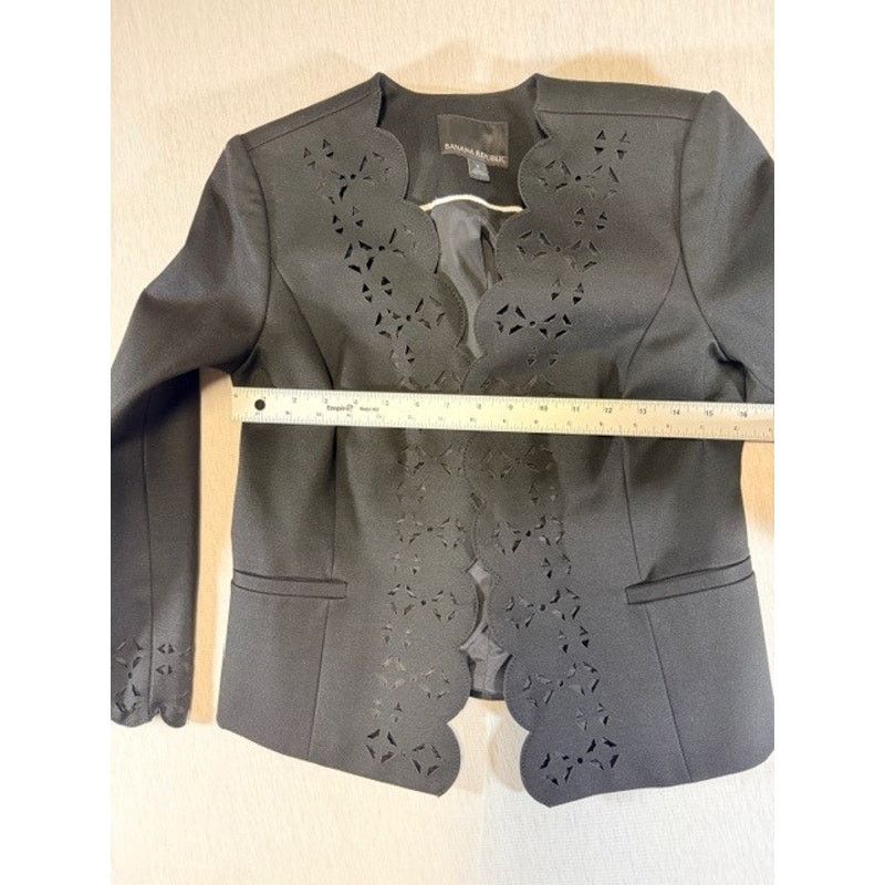 Banana Republic Banana Republic Blazer Jacket Size 2 Black Cropped Women Size XS / US 0-2 / IT 36-38 - 7 Thumbnail