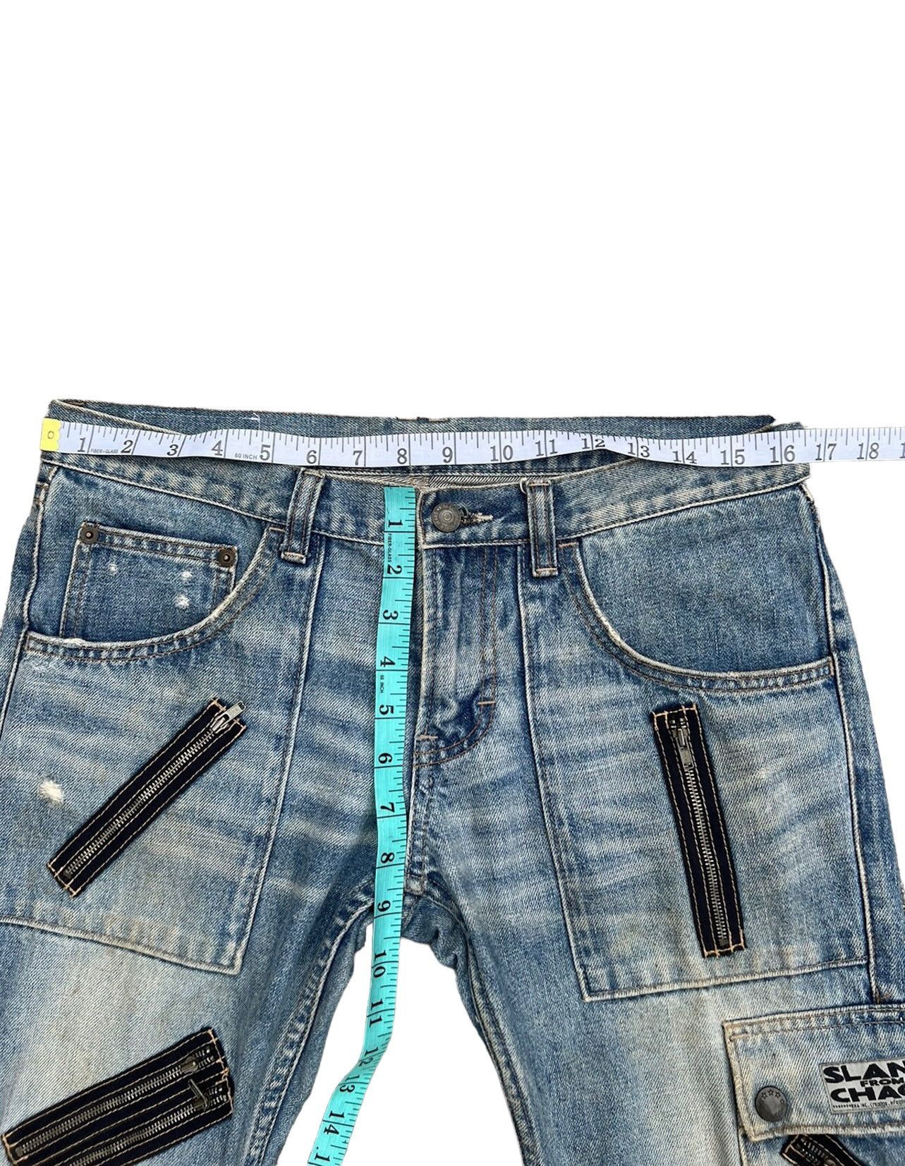 Vintage RNA Slang From Chaos Distressed Zippers Cargo Denim Size US 31 - 3 Thumbnail