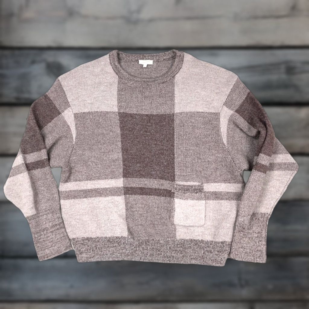 Vintage Mystree Pullover Sweater Brown Check Pocket Crew Neck Long Sleeve Women L Vintage No Size L / US 10 / IT 46 - 1 Thumbnail