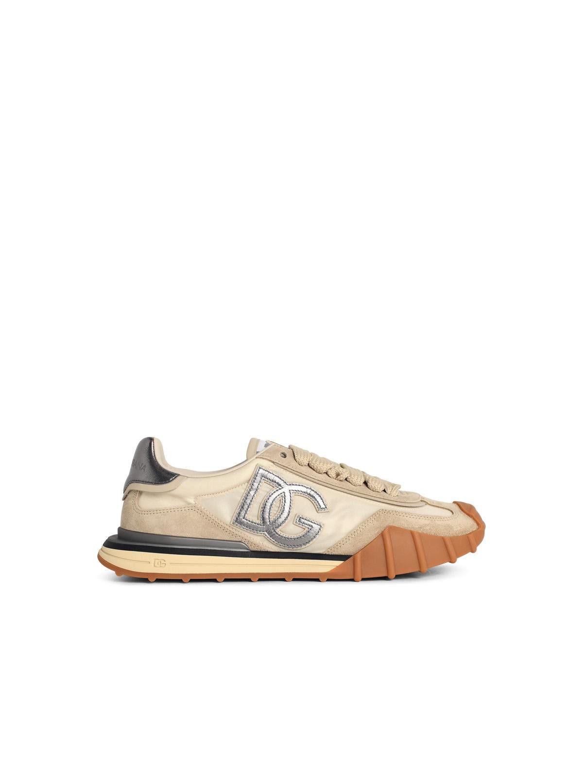 Dolce & Gabbana DOLCE & GABBANA 'Cushion' Beige Leather Blend Sneakers Size US 8 / EU 41 - 1 Thumbnail