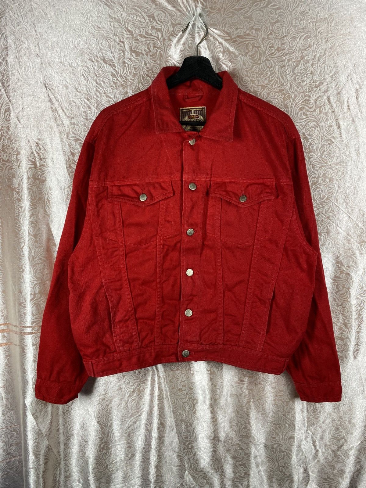 Japanese Brand Vintage Glee Man Red Denim Trucker Japanese Casual Workwear Size US M / EU 48-50 / 2 - 3 Thumbnail