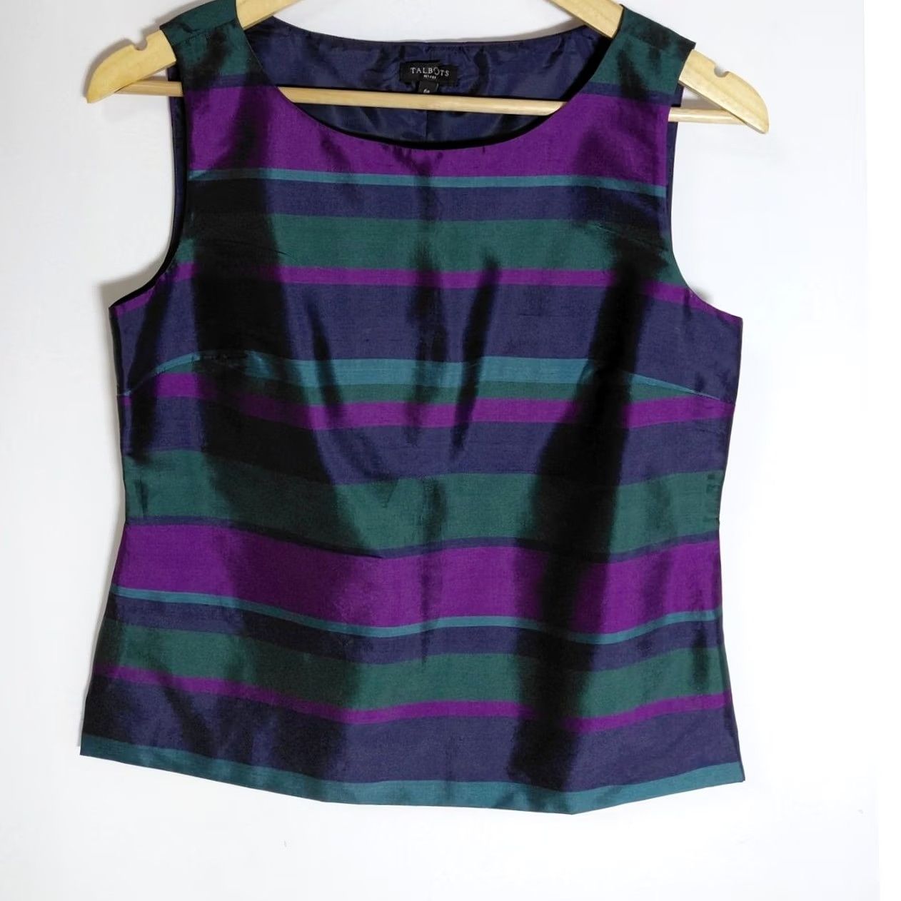 Talbots Talbots Petites Silk Striped Scoop Neck Sleeveless Top Purple Green Size 6P Womens Size M / US 6-8 / IT 42-44 - 2 Thumbnail
