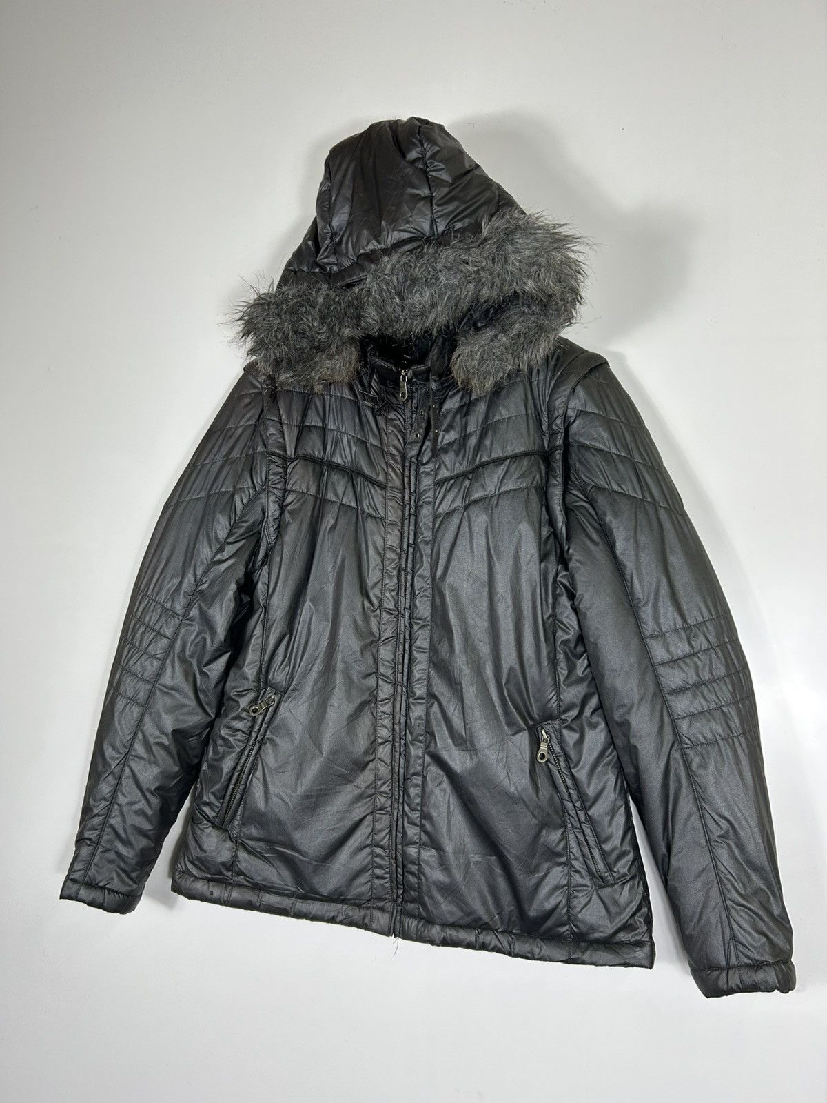 Mossimo Mossimo Vintage Black Puffer Jacket with Faux Fur Hood Size US M / EU 48-50 / 2 - 3 Thumbnail