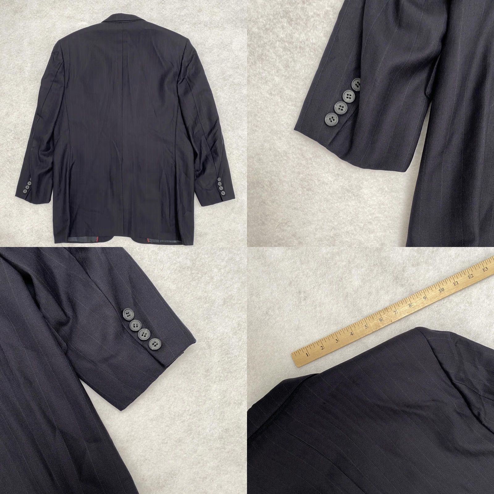 Vintage VINTAGE Southwick Culwell & Son Union USA Made Sport Coat Blazer Mens 42R Black Striped 2 Piece USA Blazer Men Size 42R - 8 Thumbnail
