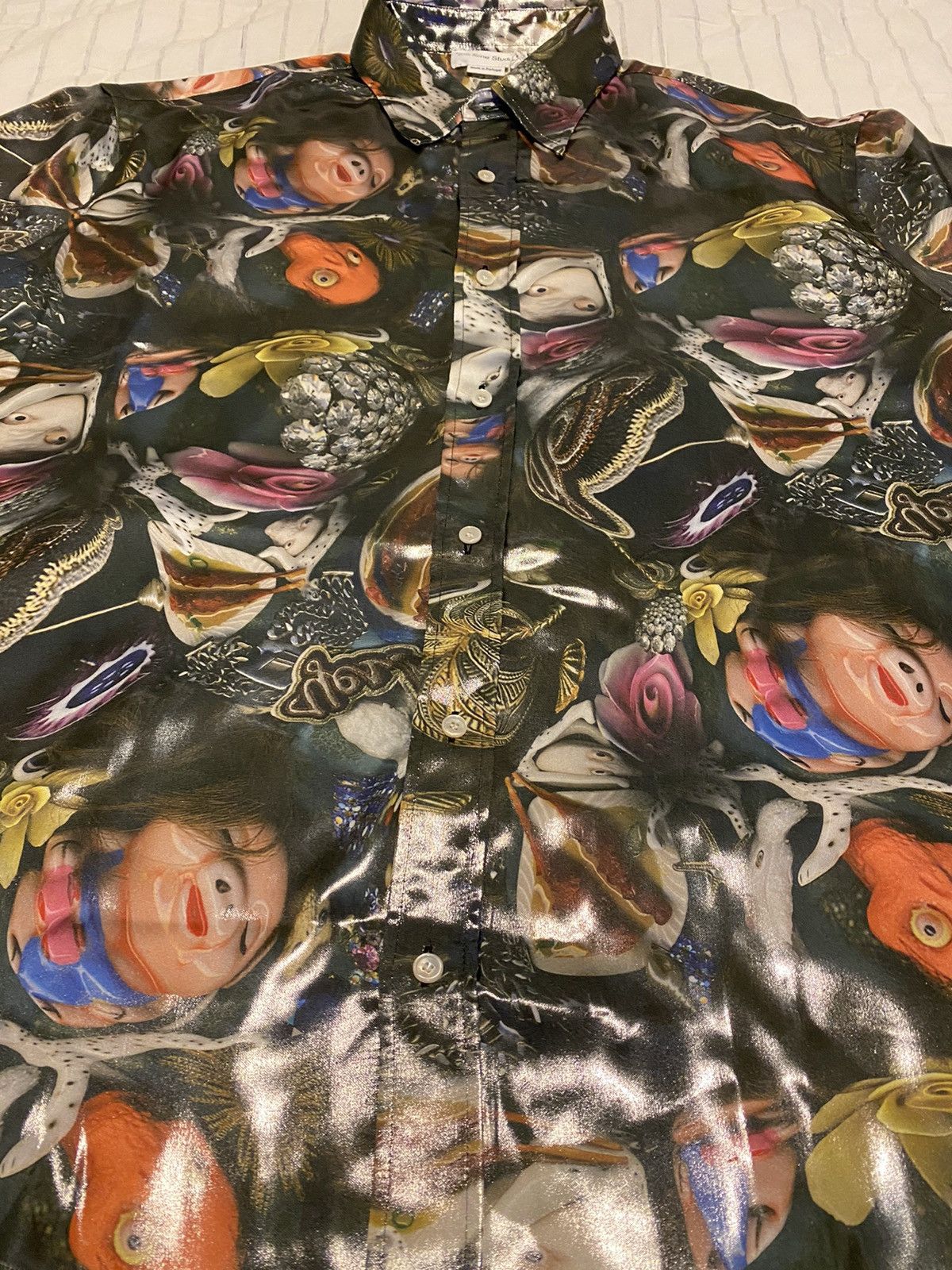 Acne Studios Acne Studios Printed Lamé Shirt 52 NWT Size US XL / EU 56 / 4 - 6 Thumbnail