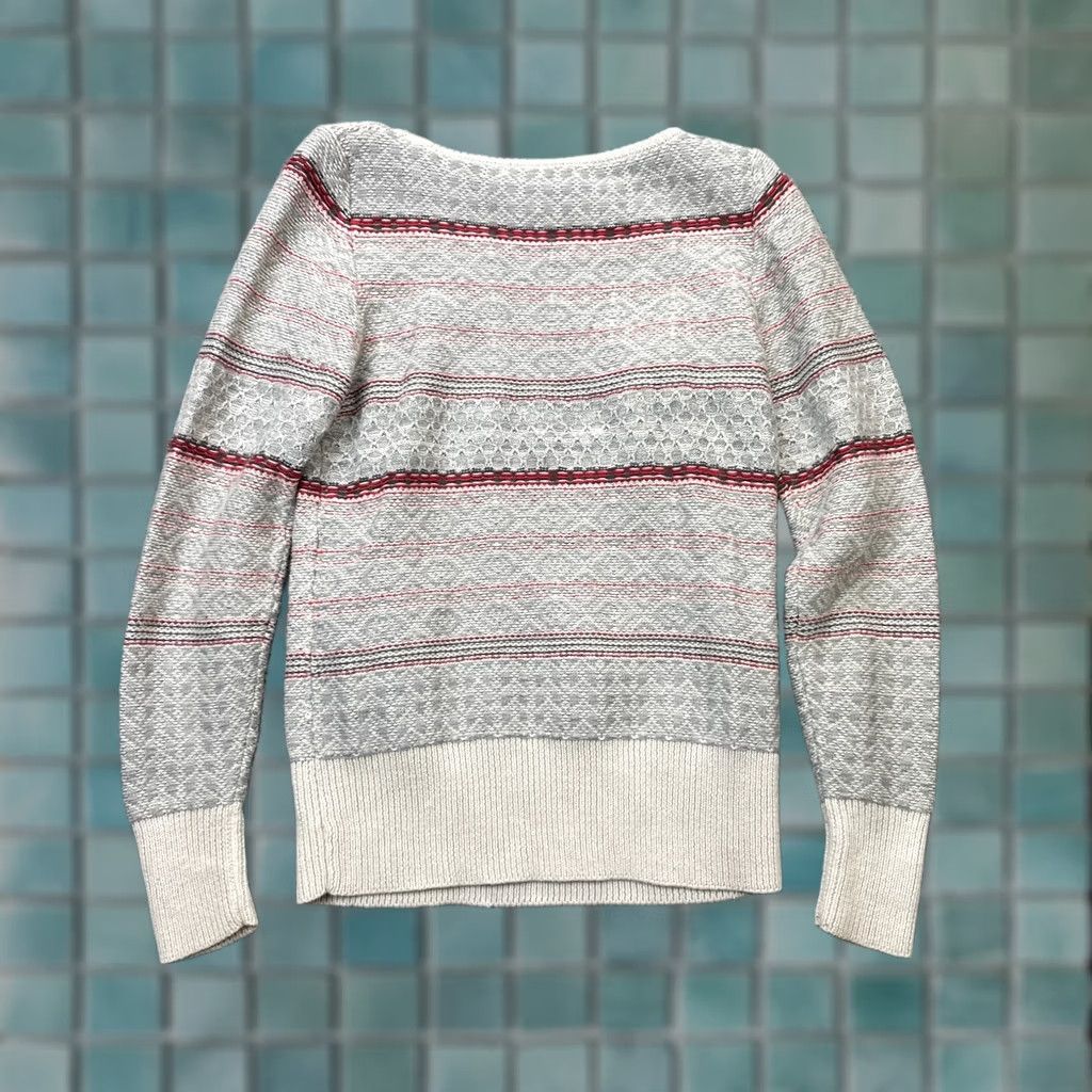 Vintage Sessun Sweater Womens XS Gray Striped Fair Isle Knit Pullover Crew Neck Long Sleeve Casual Winter Size XS / US 0-2 / IT 36-38 - 1 Thumbnail