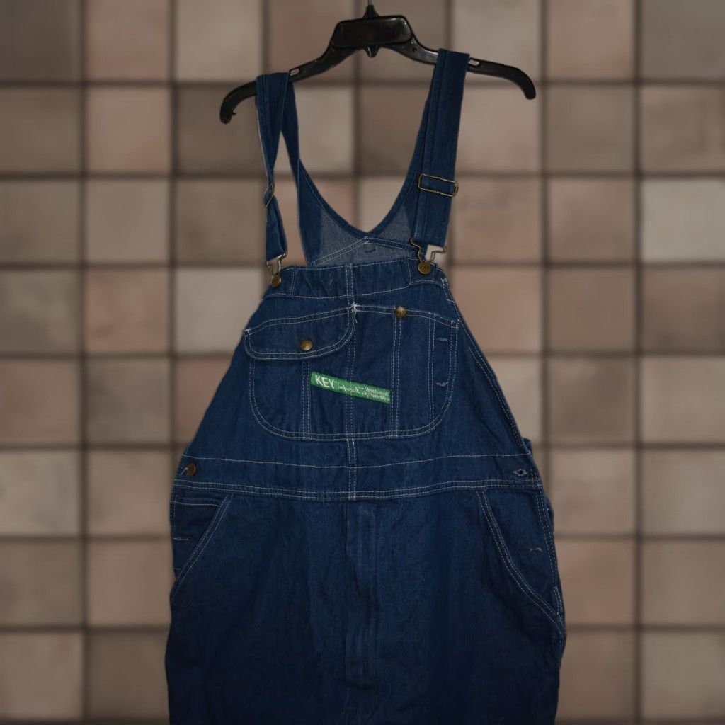 VINTAGE Key Denim Overalls Bibs Men Size 42 x 30 Jeans Carpenter