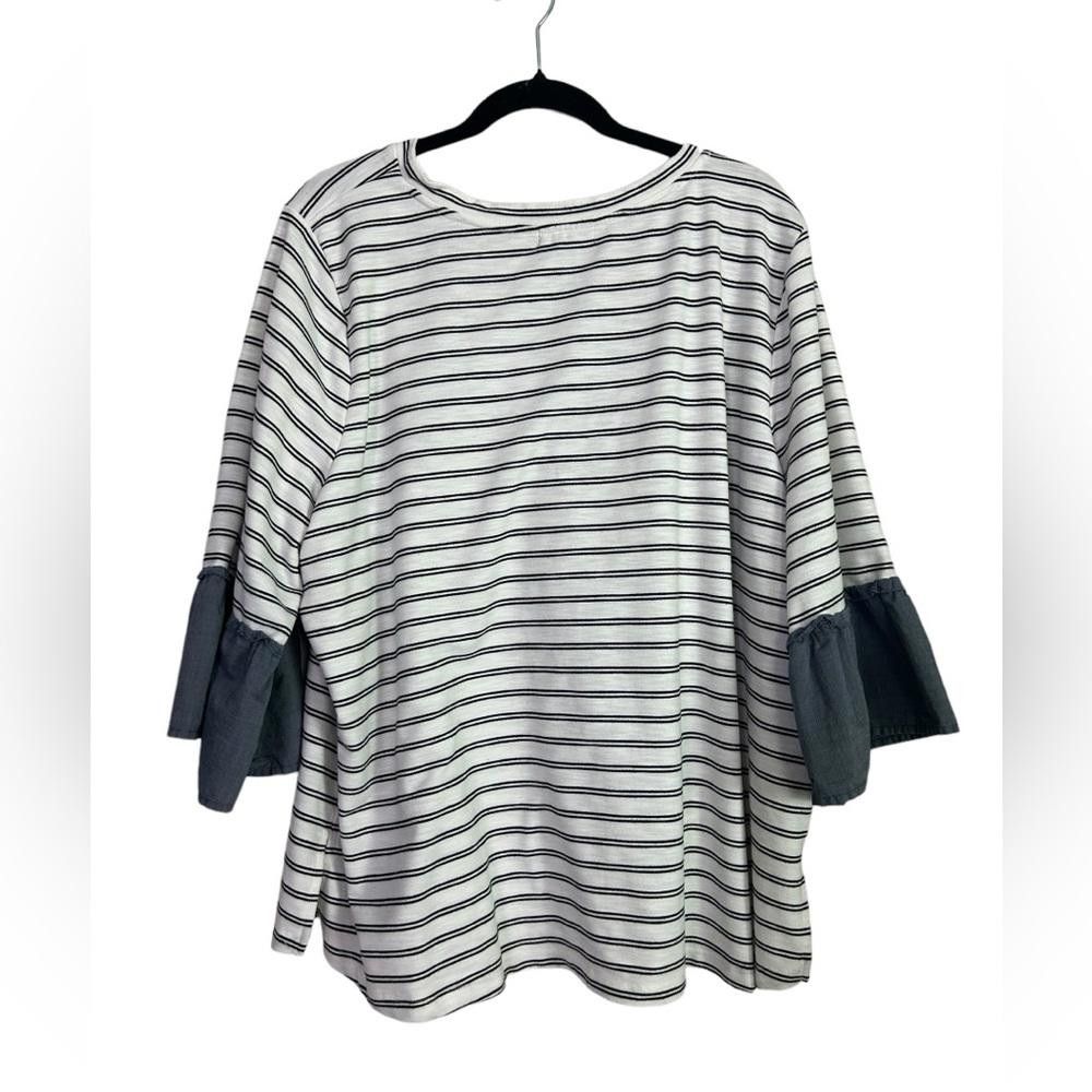 Designer Lane Bryant l Striped Chambray Ruffle Sleeve Top 22/24 3X Size 3XL / US 20-22 - 3 Thumbnail