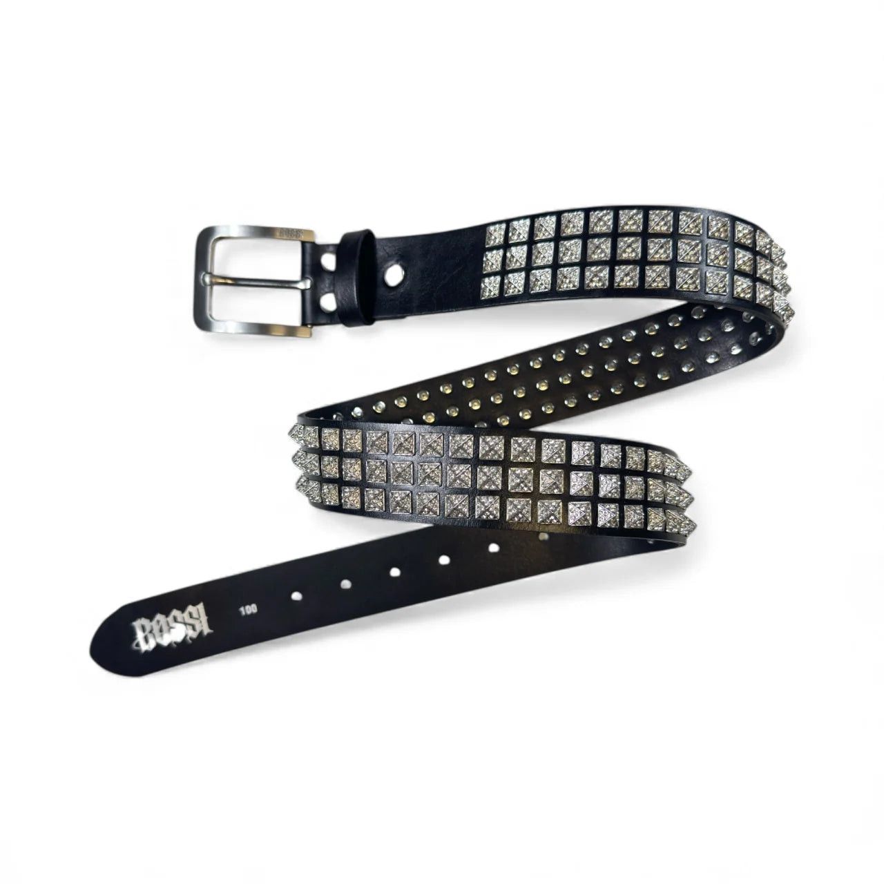 Bossi Sportswear Bossi Rhinestone Punk Stud Belt Black/Silver Size ONE SIZE - 1 Preview