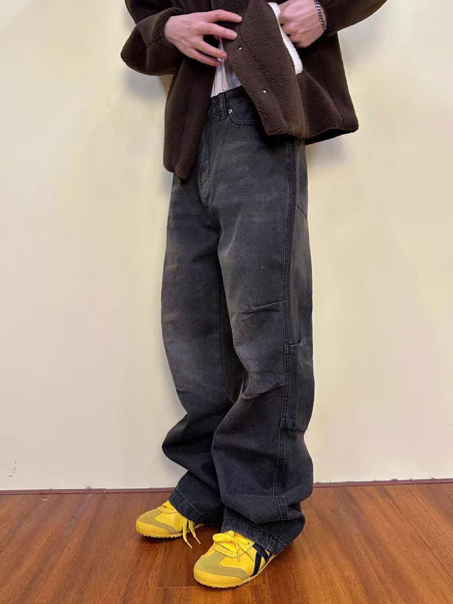 Japanese Brand × Jean Washed and distressed frayed high street wide leg jeans Size US 34 / EU 50 - 1 Thumbnail