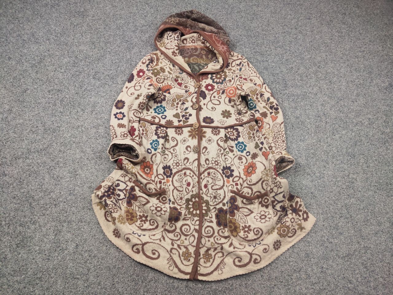 Vintage Ivko Embroidere Wool Cardigan Floral Boho Button Knit Hoodie Size L / US 10 / IT 46 - 2 Thumbnail