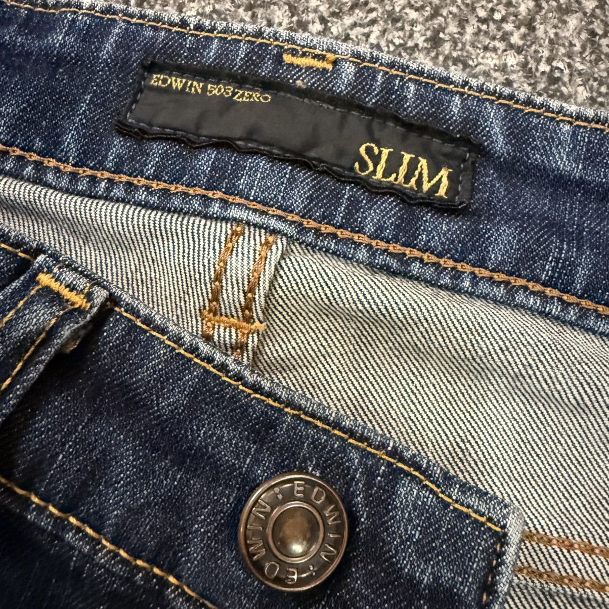 Beauty Beast Vintage 90s Archive Edwin 503 Zero Slim Low Rise Denim Size 29" - 14 Thumbnail