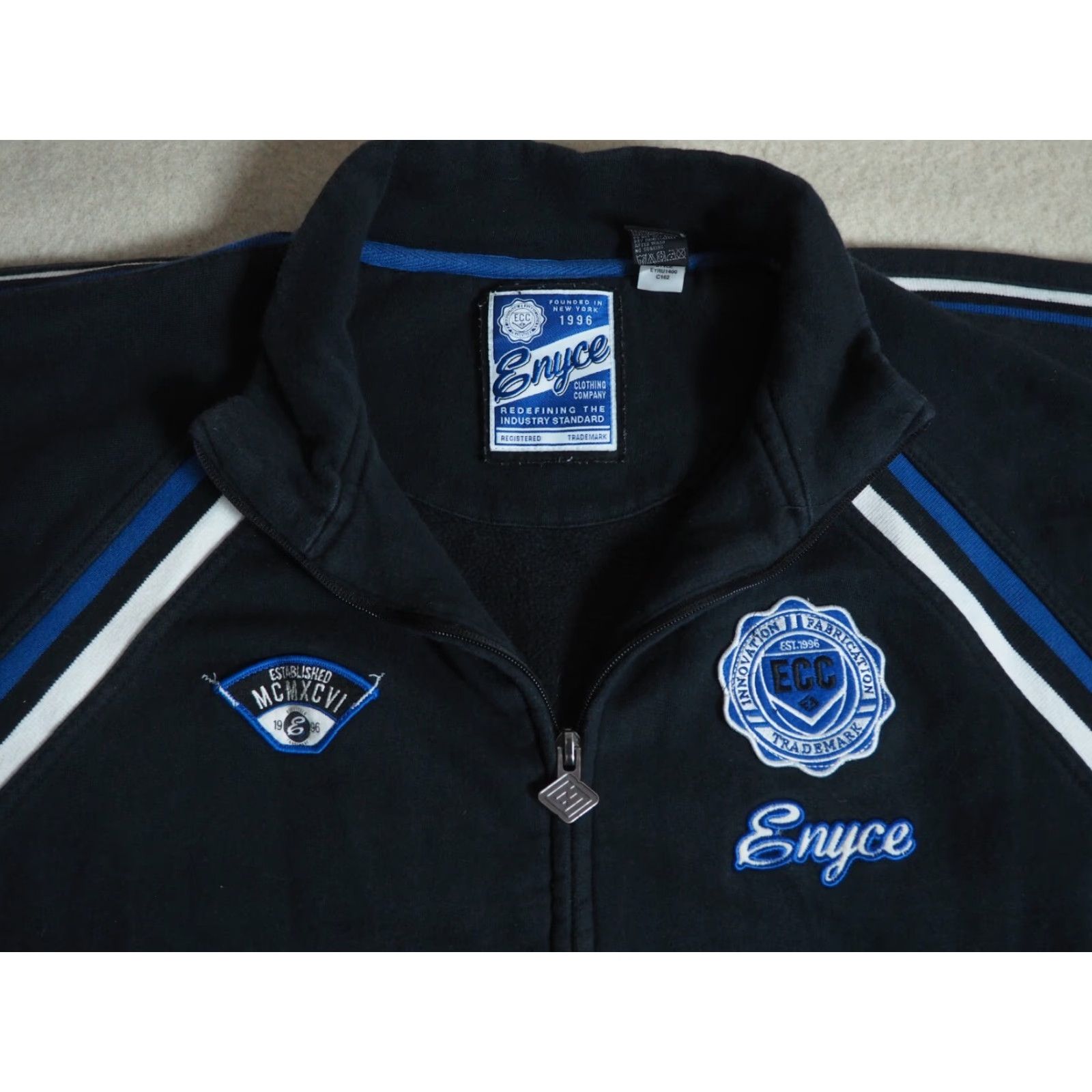 Enyce VTG Enyce Heavyweight Faded Black Logo Zip Sweatshirt Mens XL EUC 90s Hip Hop Size US XL / EU 56 / 4 - 2 Thumbnail