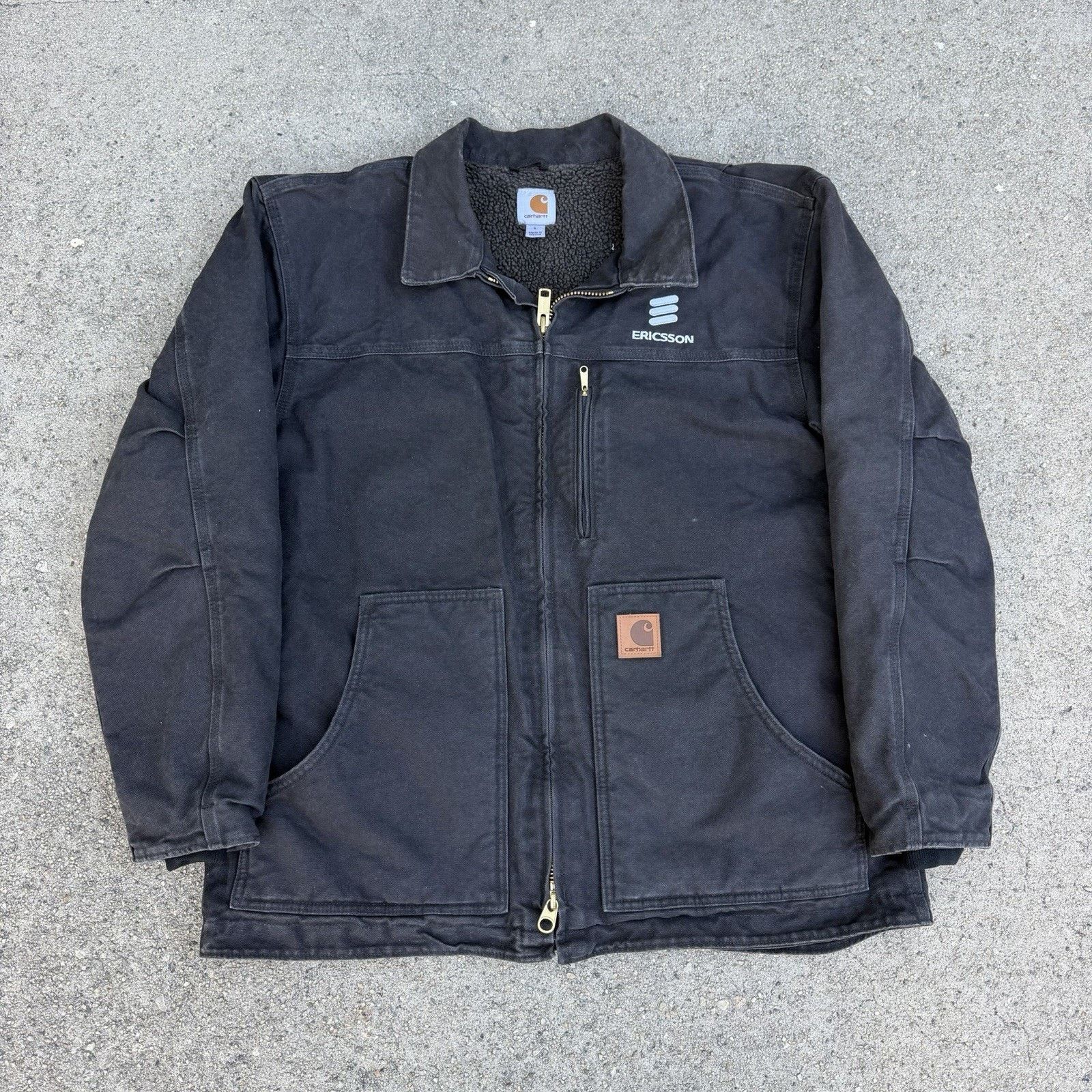 Carhartt × Vintage Vintage Carhartt Black Ridge Sherpa Lined Chore Coat Jacket Size US L / EU 52-54 / 3 - 1 Thumbnail