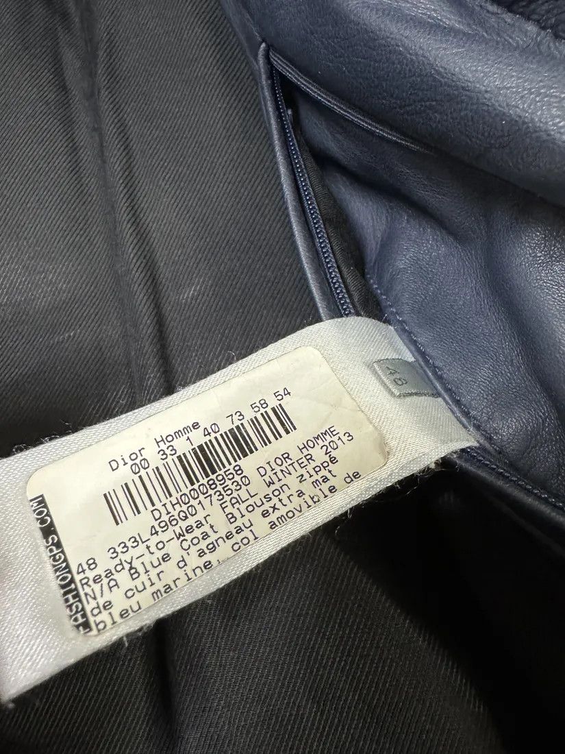 Designer × Dior × Vintage FW2013 Dior Navy Asymmetrical Lambskin Leather Bomber Jacket by Kris Van Assche Size US M / EU 48-50 / 2 - 12 Thumbnail