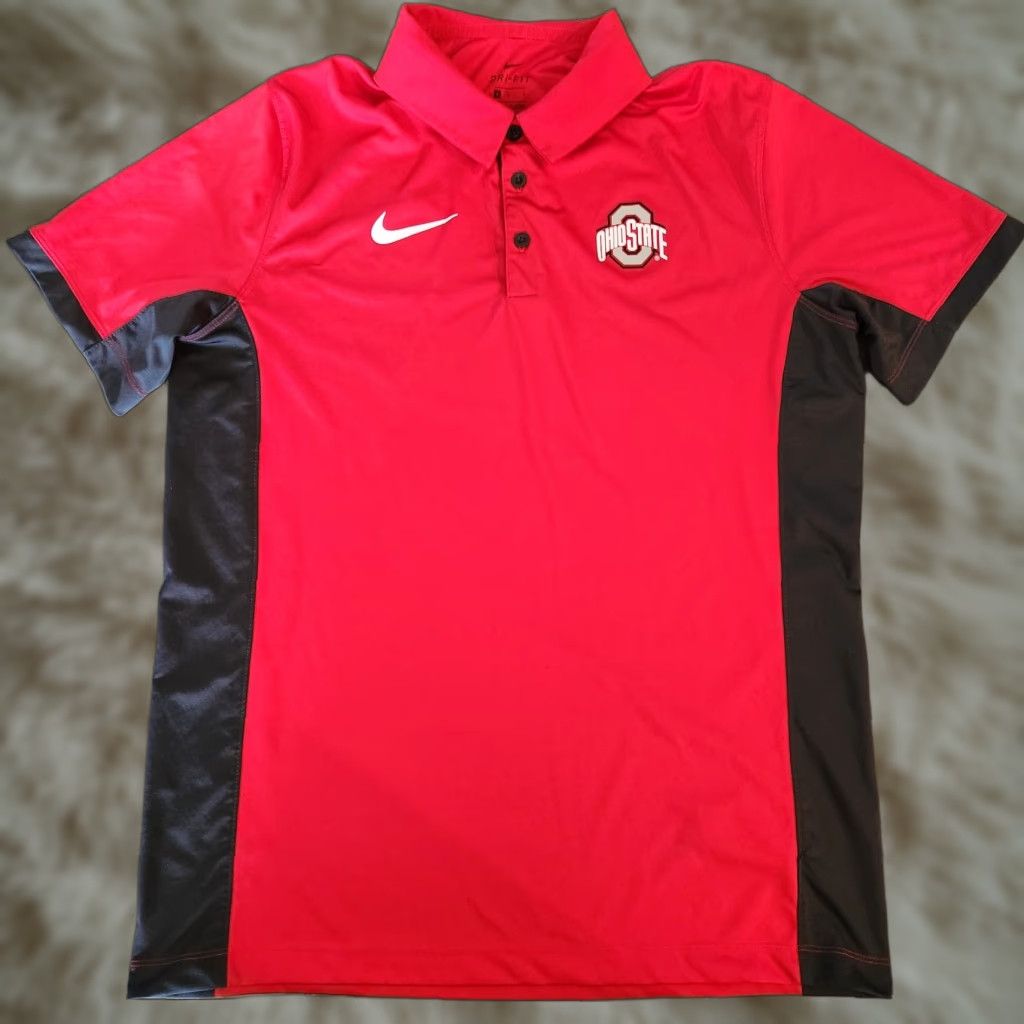Nike Nike Ohio State Polo Shirt Mens L Red Gray Color Block Dri-Fit Performance Size US L / EU 52-54 / 3 - 1 Thumbnail