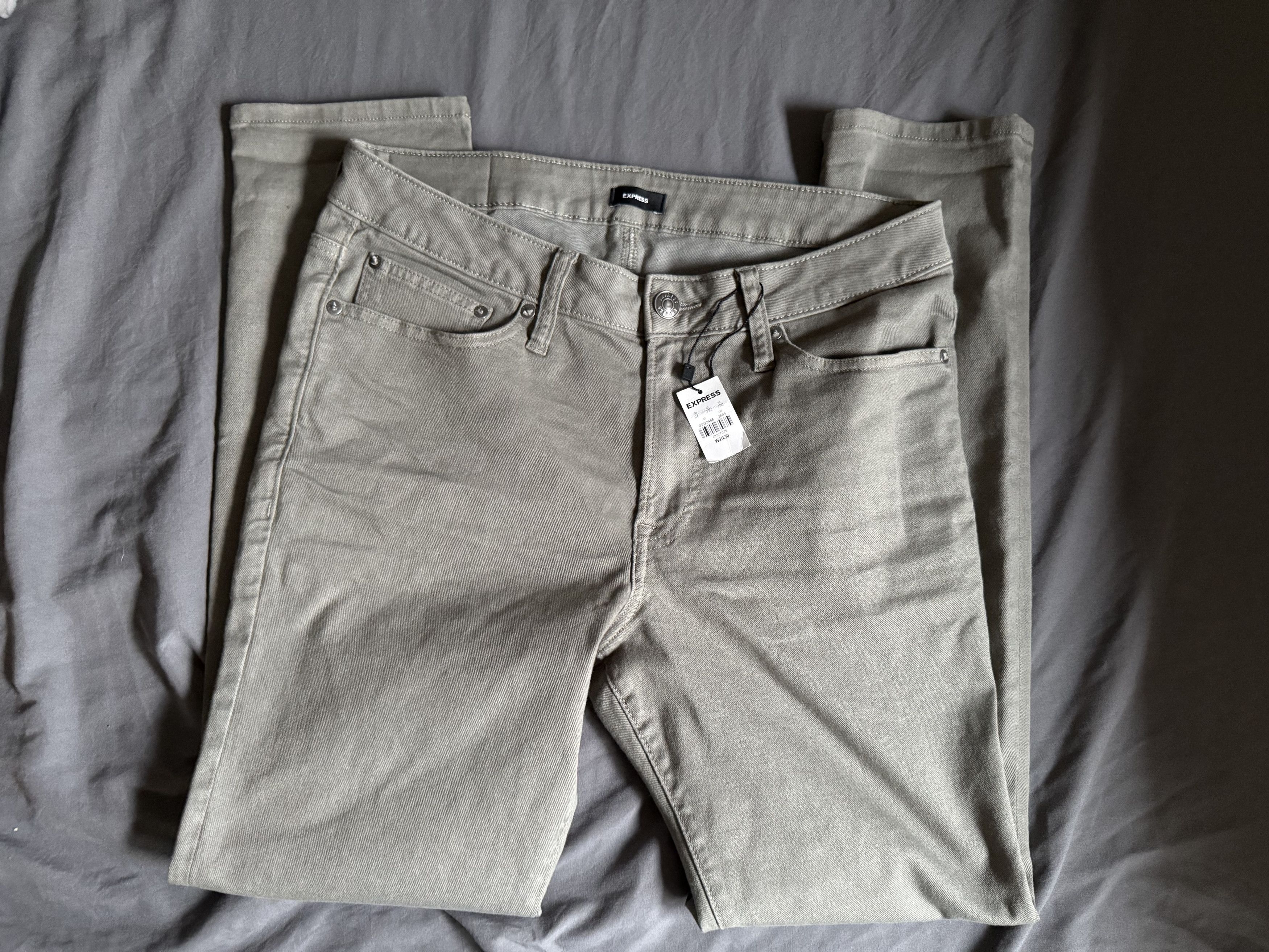 Express Express Men's Skinny Olive Green Hyper Stretch Jeans 31x30 Size US 31 - 5 Thumbnail