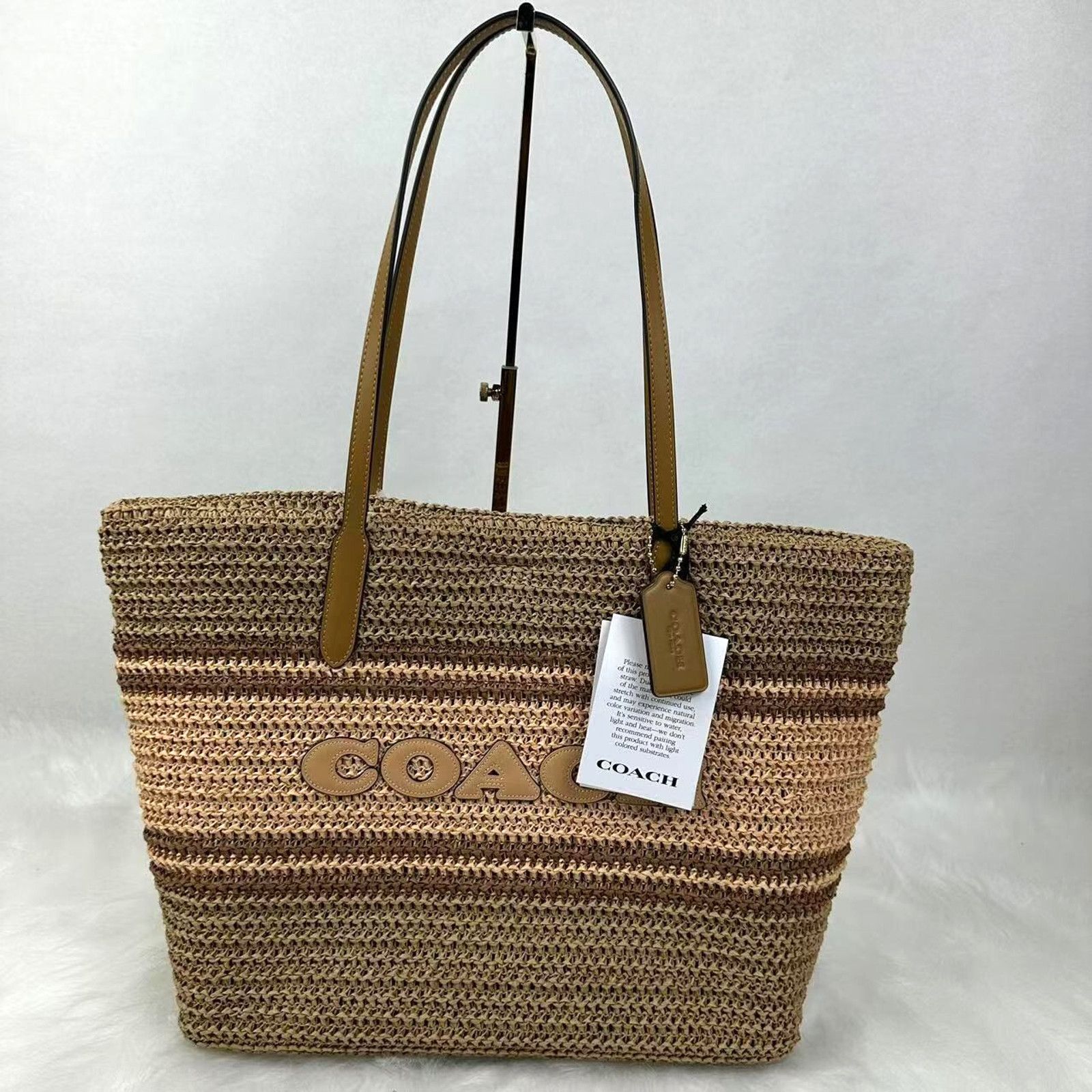 Coach City Tote Bag In Straw/honey Brown Multi Cbg87 Nwt, Women's