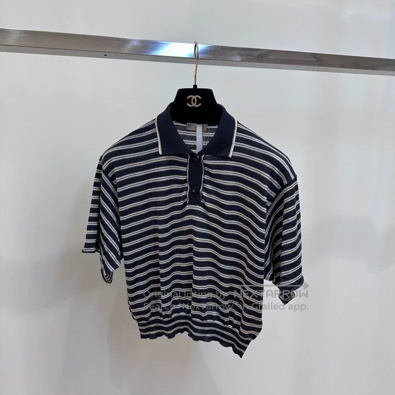 Brunello Cucinelli Knitted striped polo shirt T-shirt