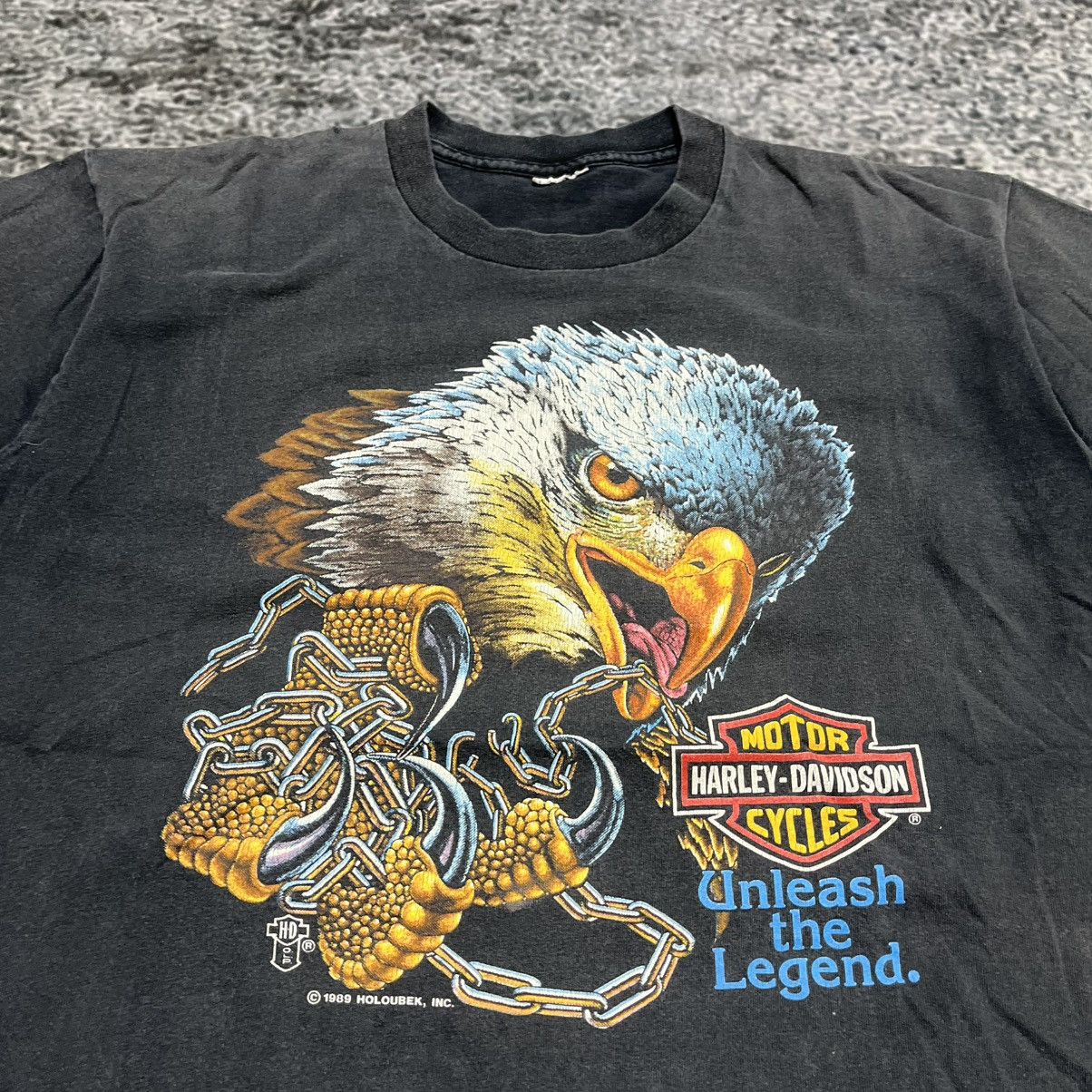 Harley Davidson VINTAGE 80s HARLEY DAVIDSON UNLEASH THE LEGEND EAGLE T SHIRT Size US M / EU 48-50 / 2 - 6 Thumbnail