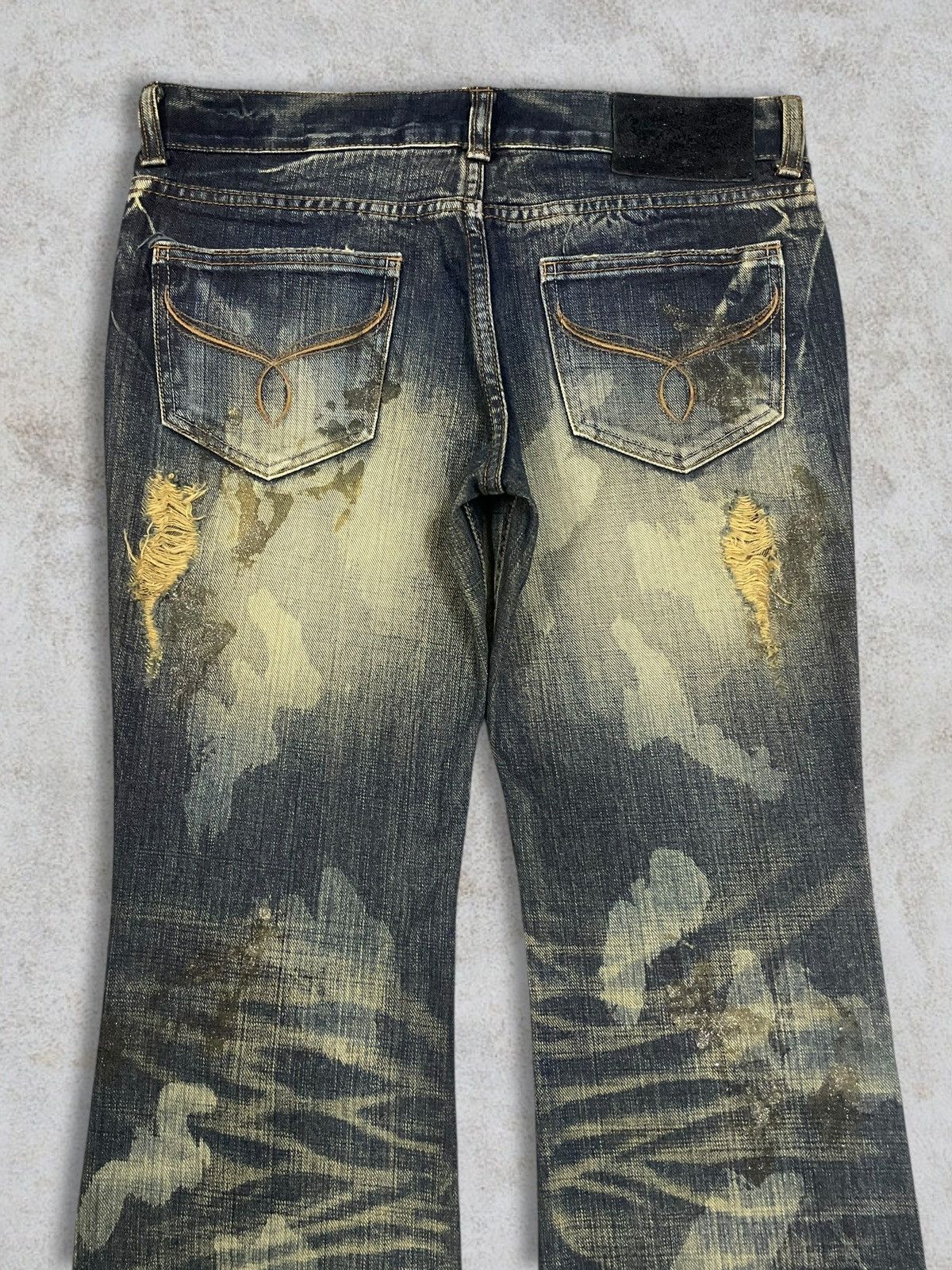 GOSTAR DE FUGA Japanese Goth Acid Wash Distressed Avant-Garde Flare Denim Size 32" / US 10 / IT 46 - 8 Thumbnail