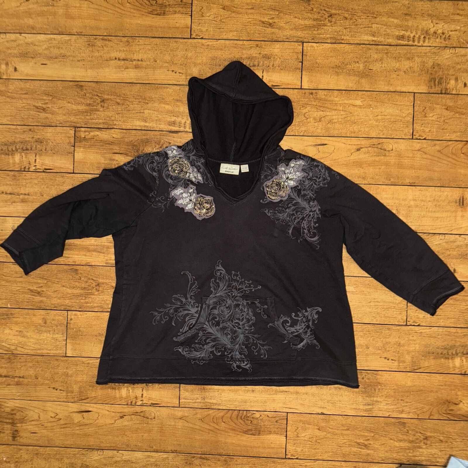 Avenue × Grunt Style × Vintage Y2K Style Avenue PullOver V Neck Hoodie Gray 24x25 XL Size XL / US 12-14 / IT 48-50 - 1 Thumbnail