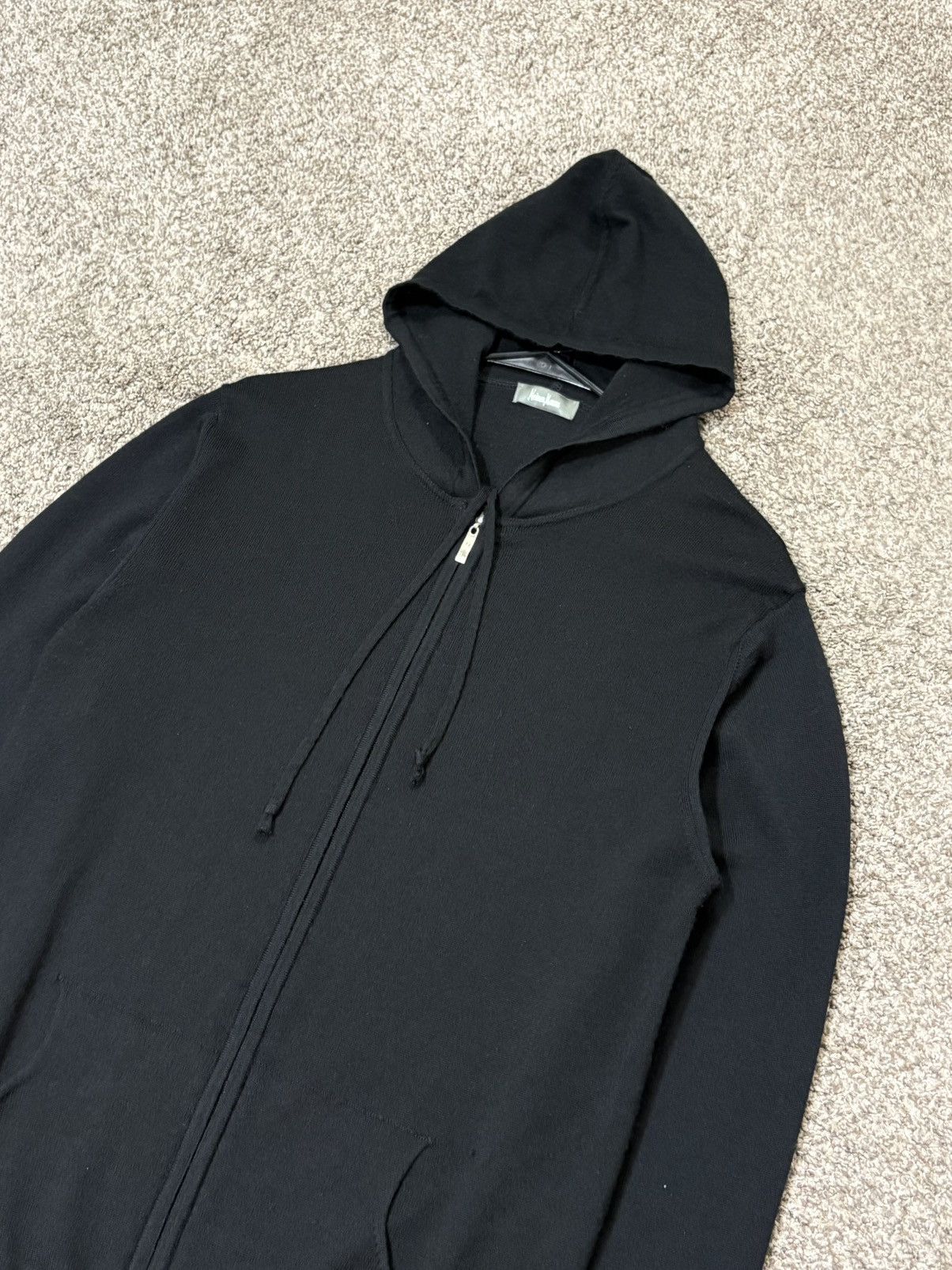 Neiman Marcus Neiman Marcus Mens Black Merino Wool Blend Zip Hoodie Size L Size US L / EU 52-54 / 3 - 3 Thumbnail