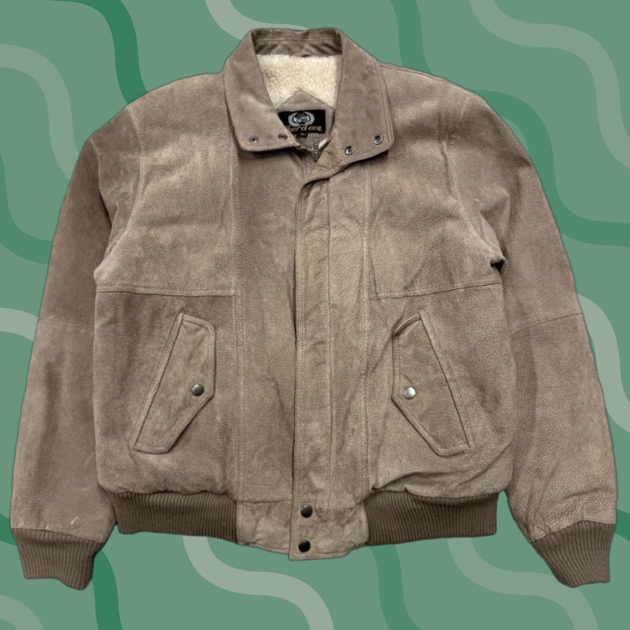 Vintage Vintage Aberdeen Jacket Mens 44 Brown Suede Bomber Sherpa Lined 90s Pigskin Zip Coat Size US S / EU 44-46 / 1 - 1 Thumbnail