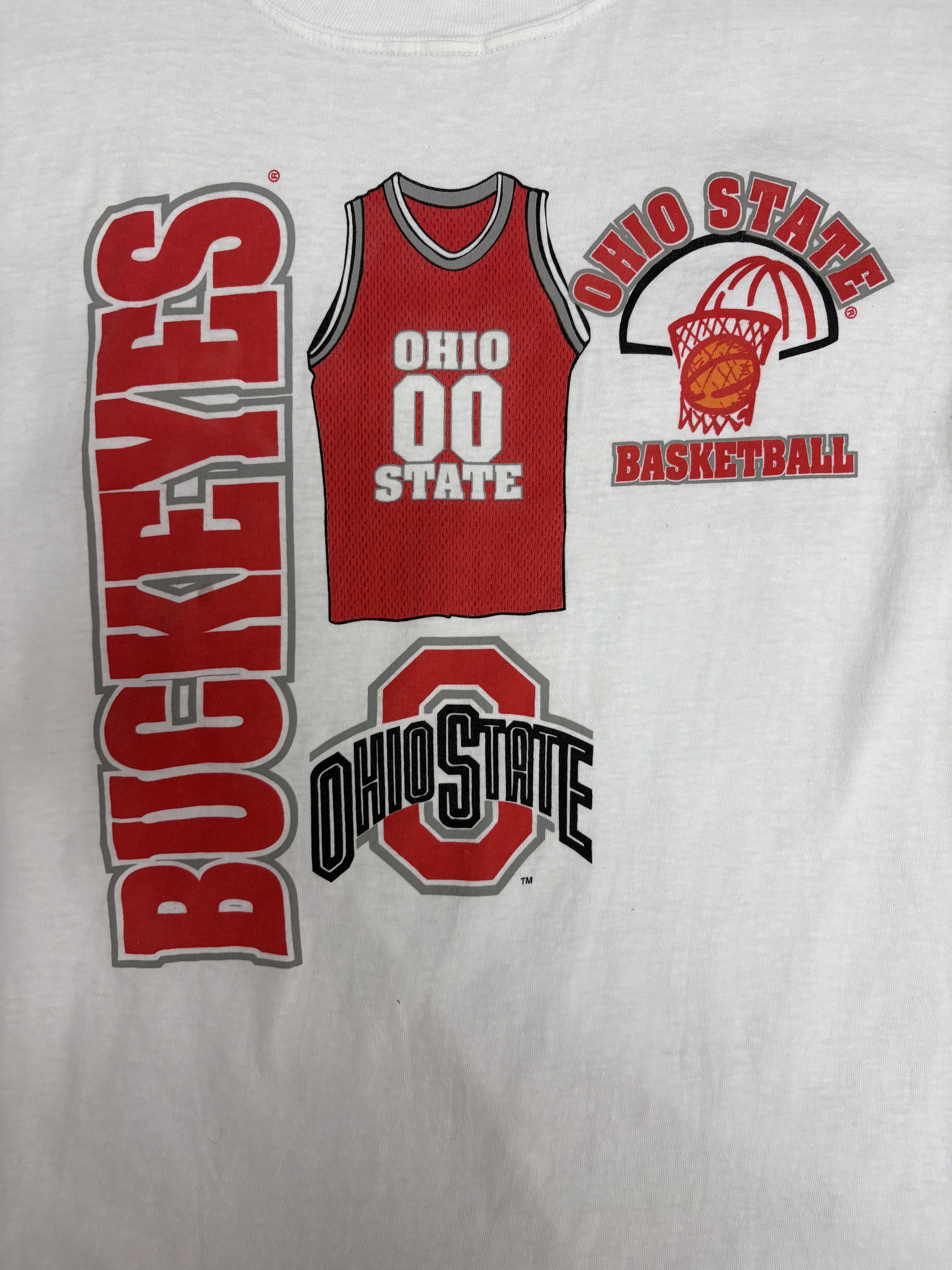 Vintage Ohio State Buckeyes Basketball Vintage White T-Shirt Tee Size US XL / EU 56 / 4 - 2 Thumbnail