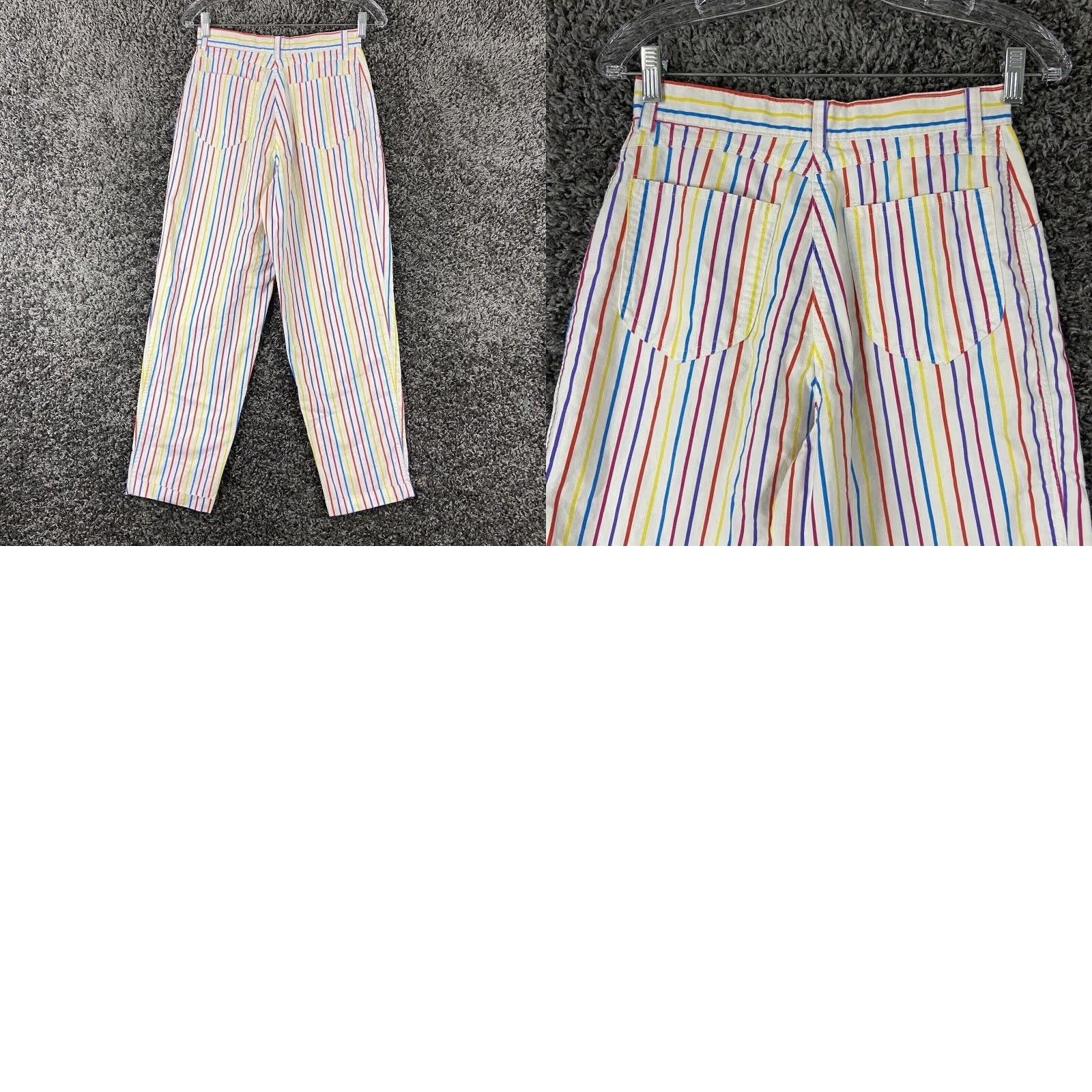Rainbow Hunt Club Women's Rainbow Striped Chino Pants White Multicolor Size 26 Size 26" / US 2 / IT 38 - 8 Thumbnail