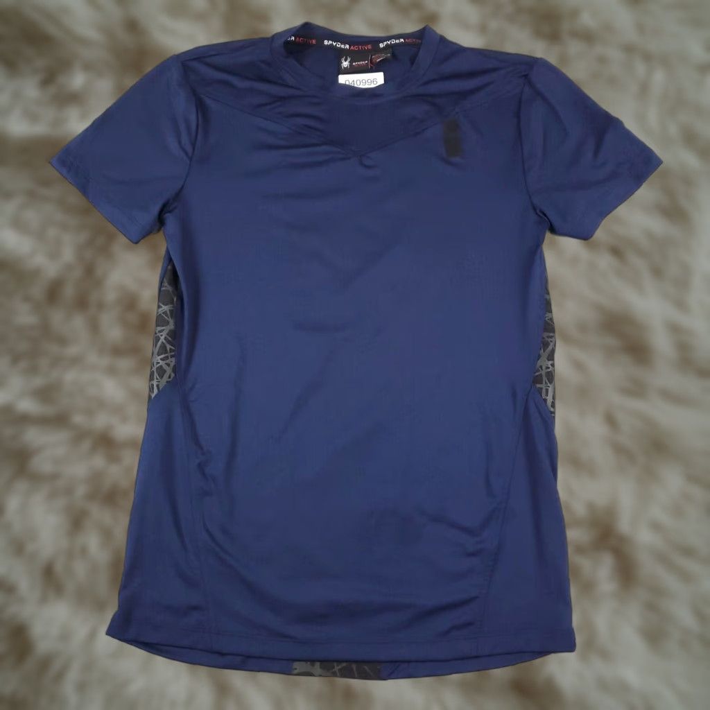Spyder Spyder Mens T Shirt Blue Size S Pullover Long Sleeve Crew Neck Activewear Logo Zip Solid Pattern Size US S / EU 44-46 / 1 - 1 Thumbnail