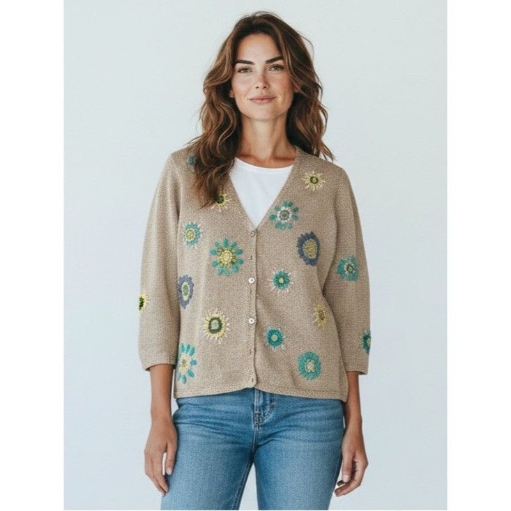 Northern Isles Vintage Northern Isles Beige Floral Embroidered Silk/Linen C Size M / US 6-8 / IT 42-44 - 1 Thumbnail