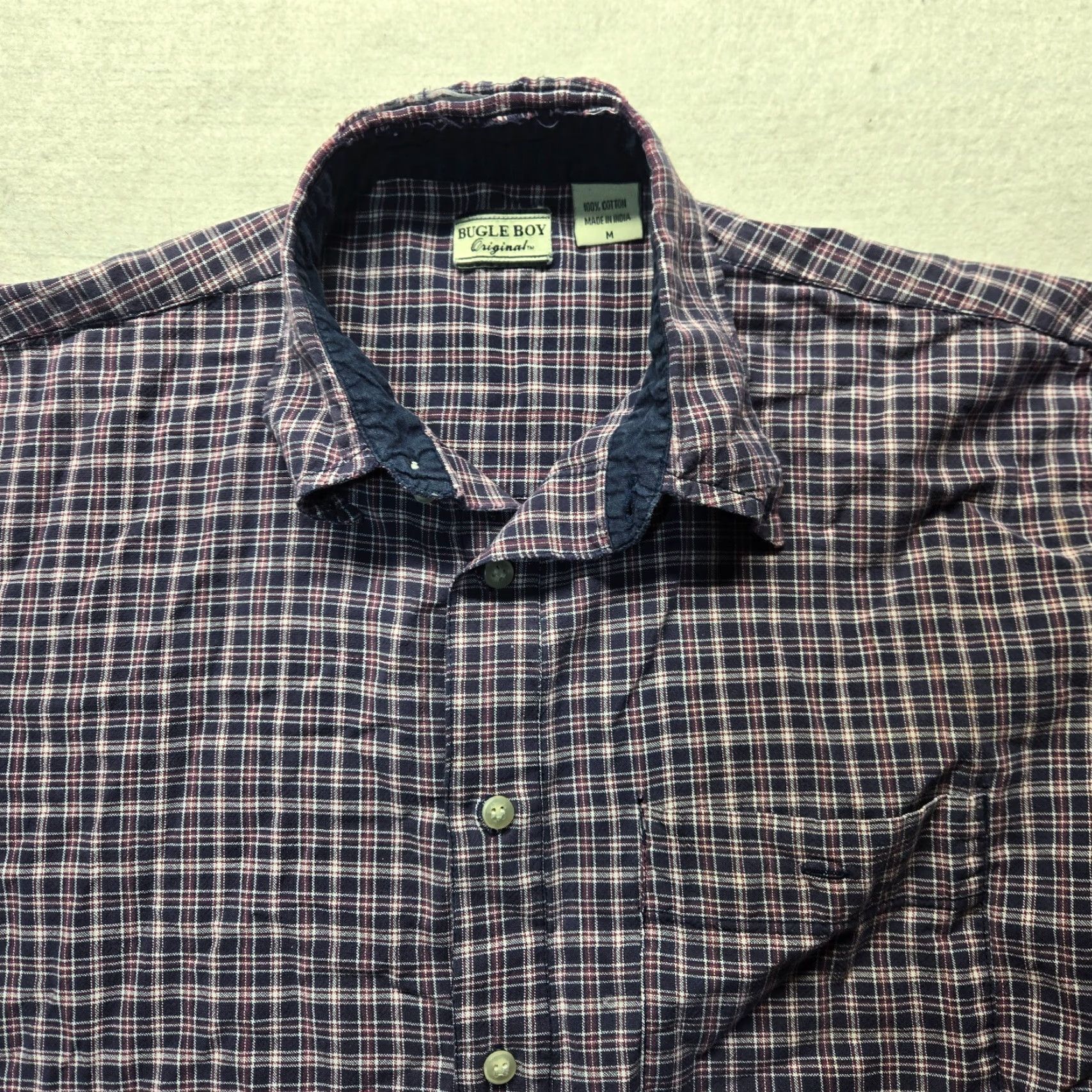 Bugle Boy Bugle Boy Dress Shirt Men Adult M Medium Blue Purple Checkered Regular Fit Shirt Size 40R - 2 Thumbnail