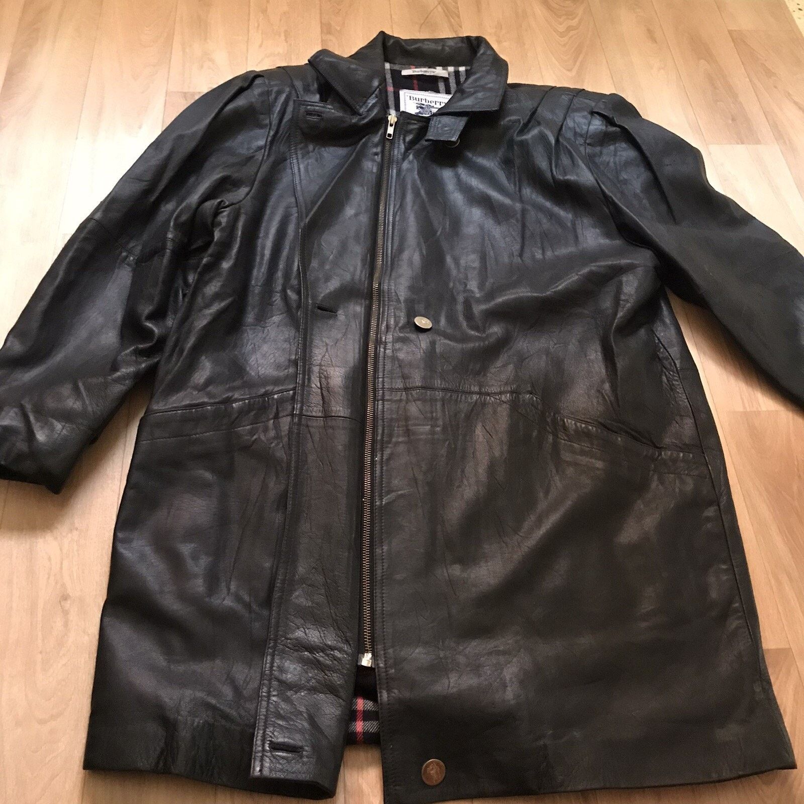Burberry Vintage Burberry Leather JACKET nova check OvERCOAT women's Size L / US 10 / IT 46 - 9 Thumbnail