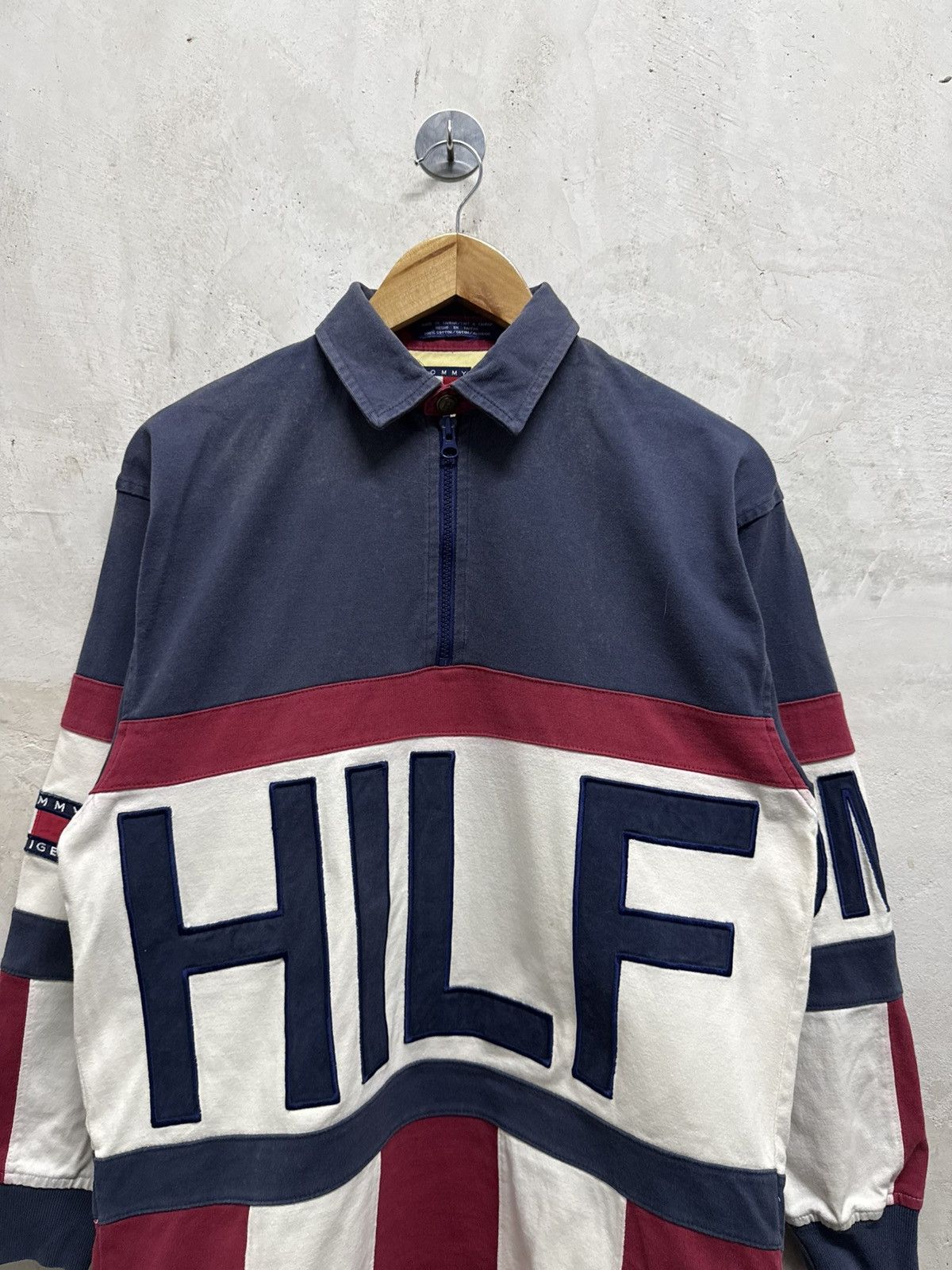 Tommy Hilfiger Vintage 90s Tommy Hilfiger Big Spell Out Rugby Shirt Size US S / EU 44-46 / 1 - 2 Thumbnail