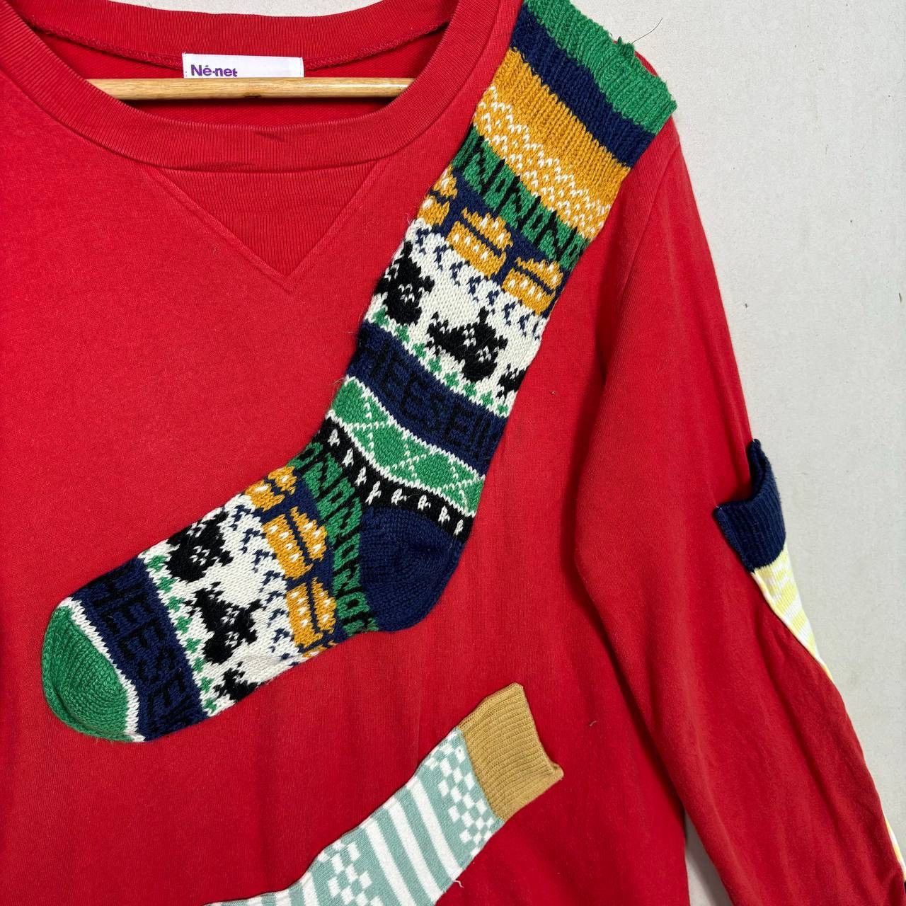 Ne-Net ⁠Ne-Net Issey Miyake Sock Sweatshirt Archive Japan Red Sz 3⁠ Size US M / EU 48-50 / 2 - 5 Thumbnail