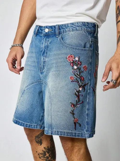 Jean × Vintage FLORAL vintage Y2K jeans denim shorts Size US 30 / EU 46 - 1 Thumbnail