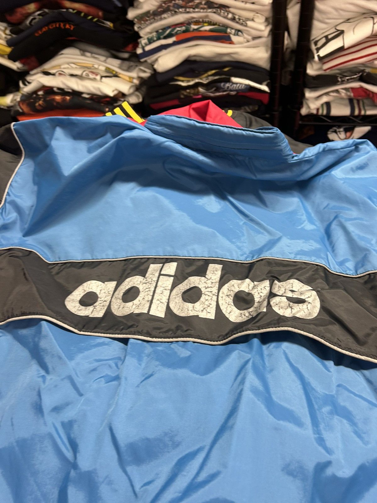 Adidas × Vintage Crazy Vintage Y2K Adidas Blue Script Windbreaker Jacket Size US M / EU 48-50 / 2 - 2 Thumbnail