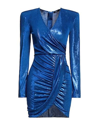 o1srvl11e1123 Draped Jersey Mini Dress in Blue