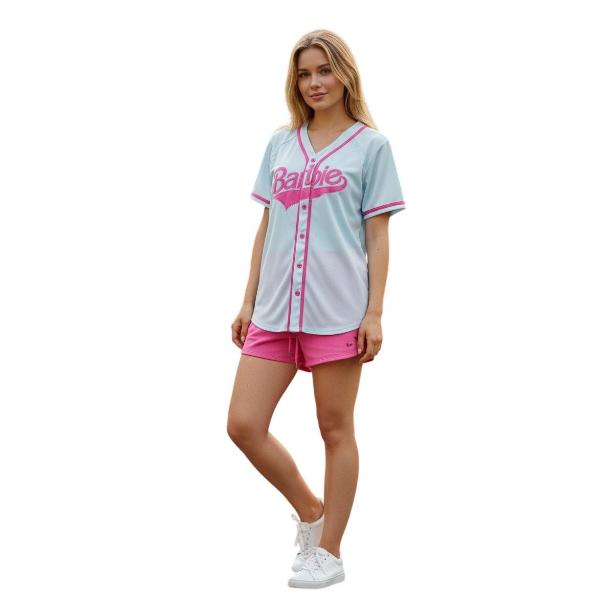 baseball jersey dress forever 21 Barbie x Forever 21 White Pink Womens Medium homecoming dress with feather
