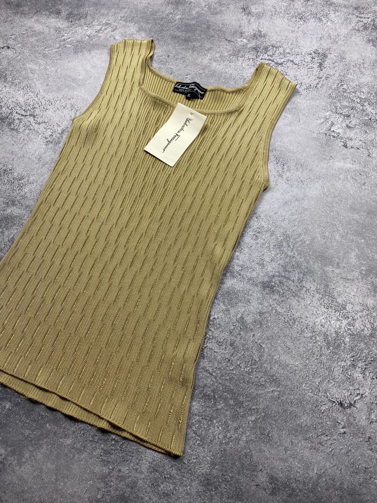 Salvatore Ferragamo Silk Tank Top Rare Striped Shirt 90s