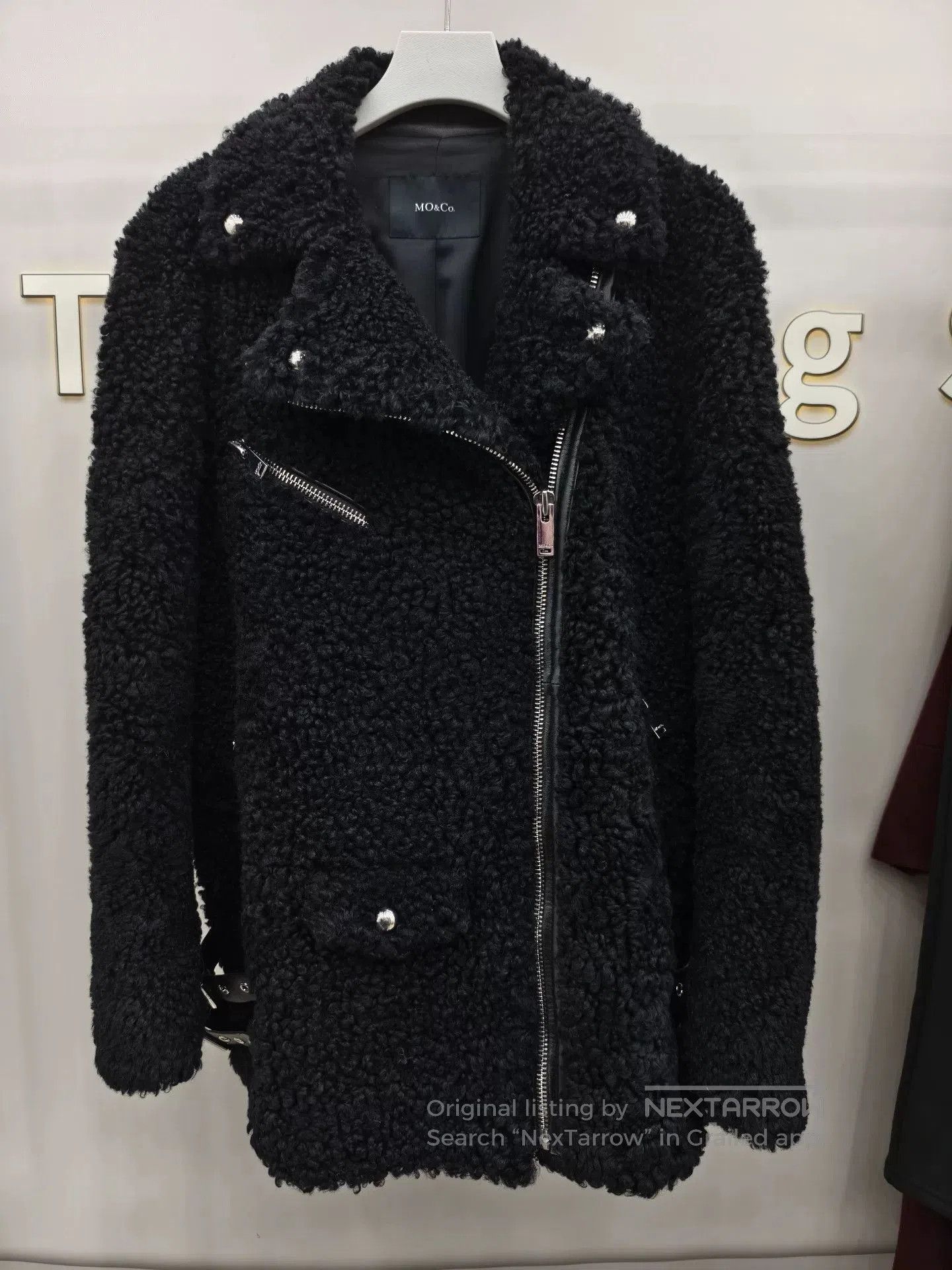 Japanese Brand Black Shearling Moto Jacket from MO&Co.. Size M / US 6-8 / IT 42-44 - 1 Thumbnail