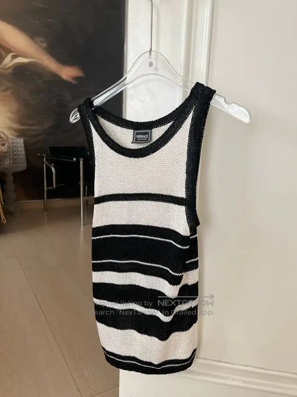 Versace Versace Black and White Striped Tank Top . Size M / US 6-8 / IT 42-44 - 1 Thumbnail
