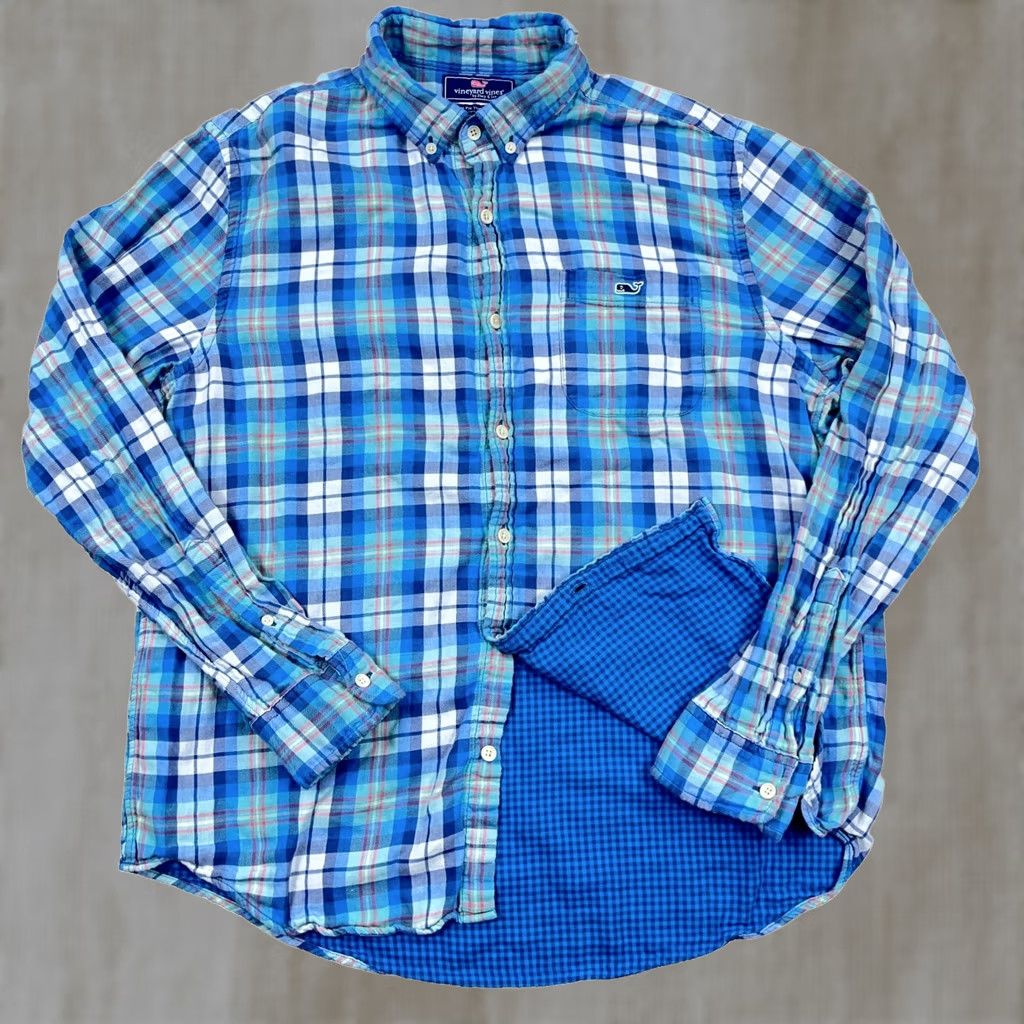 Vineyard Vines Vineyard Vines Button-Up Shirt Men L Blue Slim Fit Tucker Flannel Plaid Button-Down Casual Size US L / EU 52-54 / 3 - 1 Thumbnail