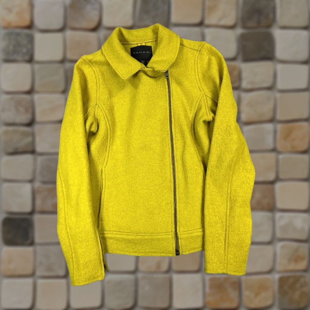 Vintage Tahari Jacket Womens Small Yellow Wool Blend Full Zip Size S / US 4 / IT 40 - 1 Thumbnail