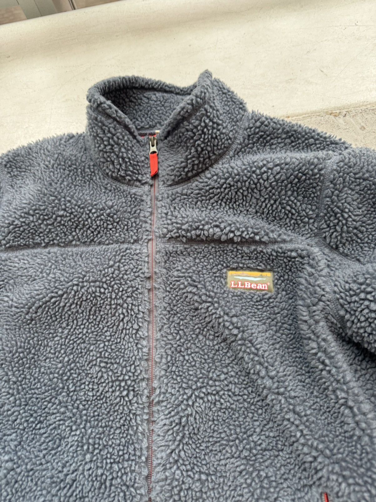L.L. Bean L.L. Bean Deep Pile Sherpa Fleece Full Zip Navy Blue Red Zip Size US L / EU 52-54 / 3 - 2 Thumbnail