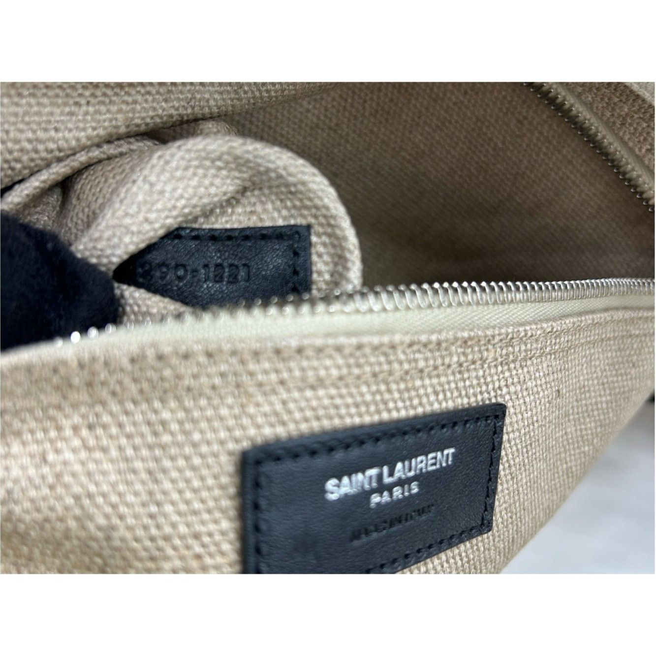 Saint Laurent Paris Saint Laurent Rive Gauche Canvas Tote Bag in Cream and Black Size ONE SIZE - 6 Thumbnail