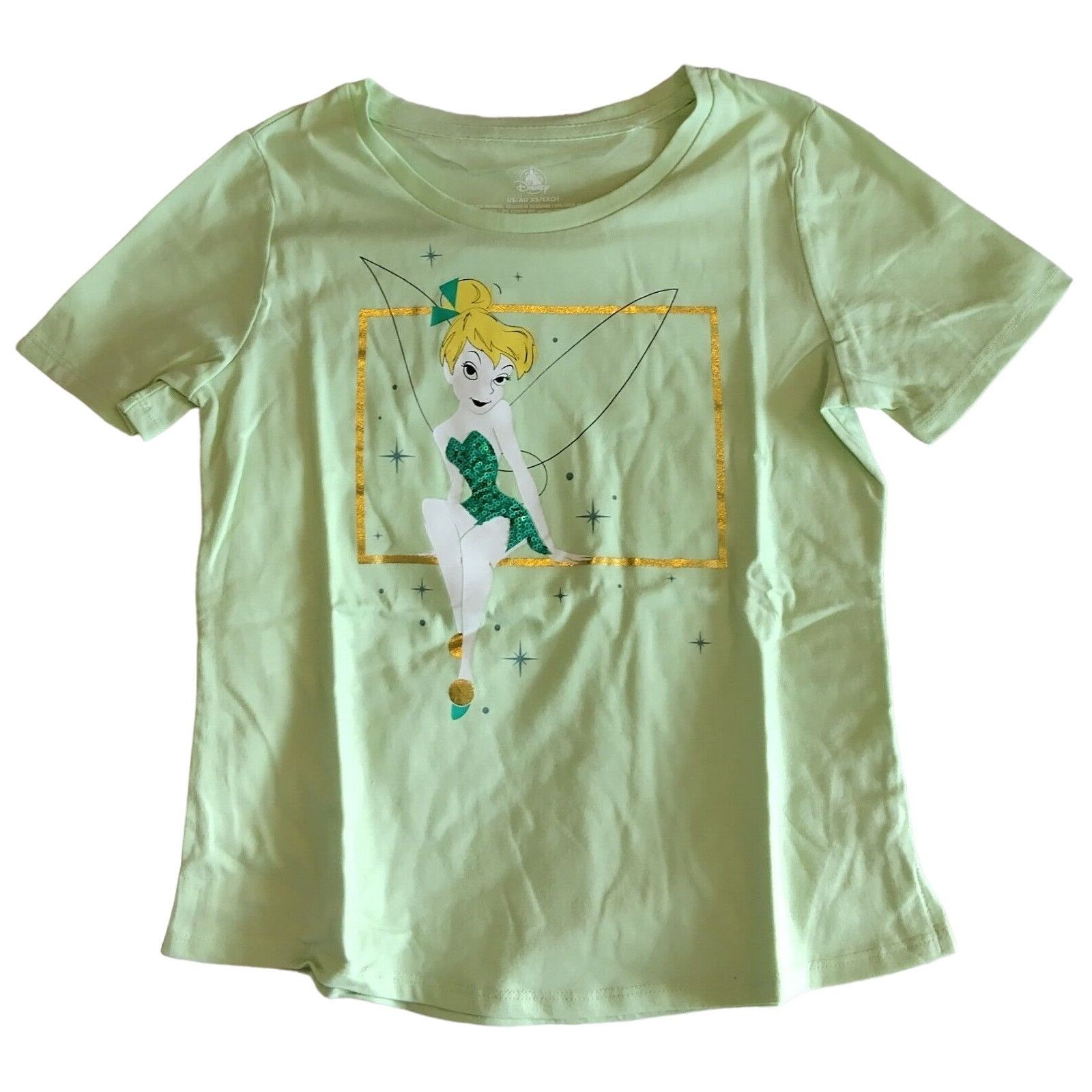 Disney Walt Disney's Tinkerbell On A Light Green T-Shirt Women’s XS Size XS / US 0-2 / IT 36-38 - 2 Thumbnail