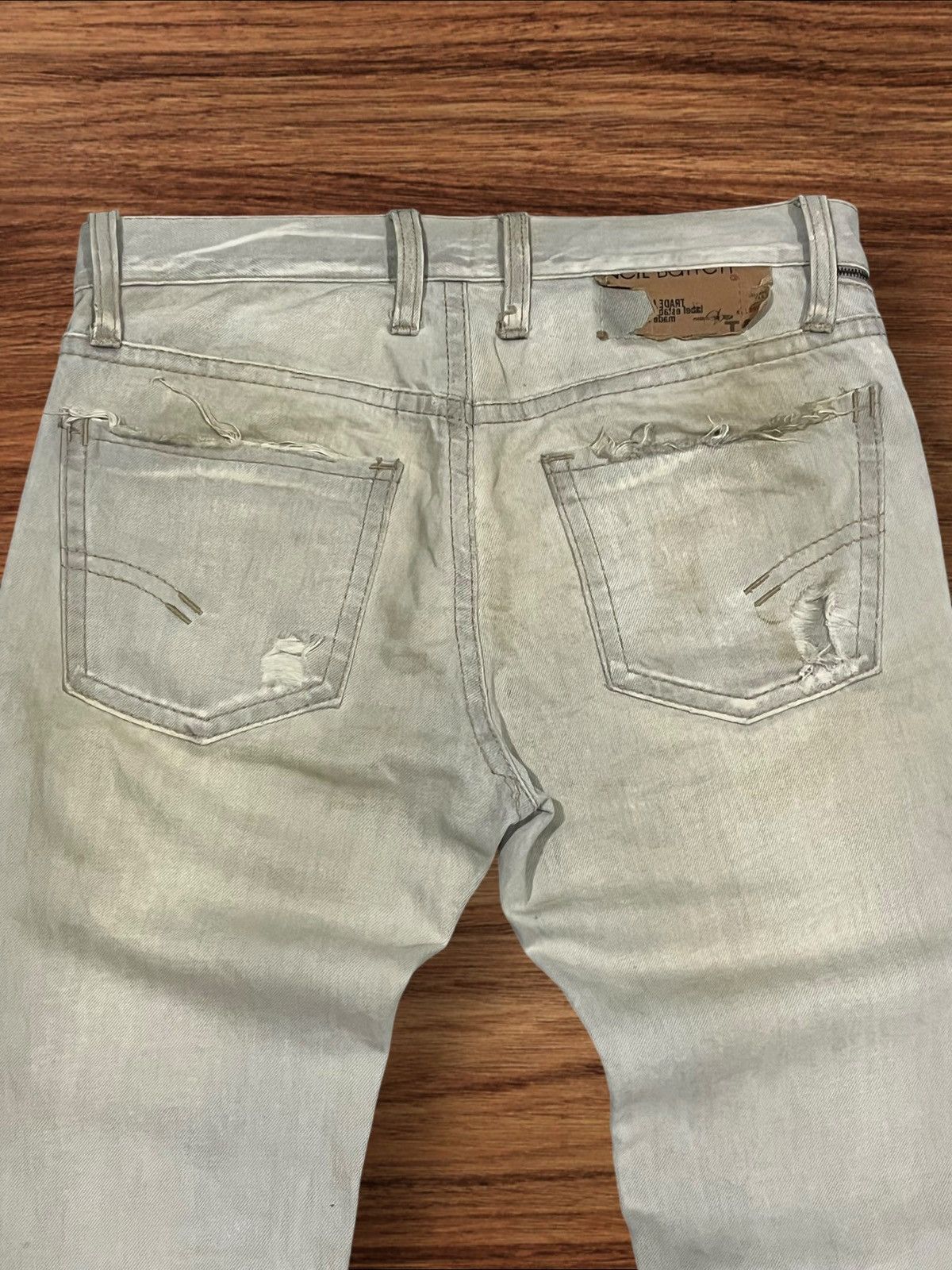 Neil Barrett Vintage Italian Neil Barrett Distressed Button Fly Mud Jeans Size US 33 - 11 Thumbnail