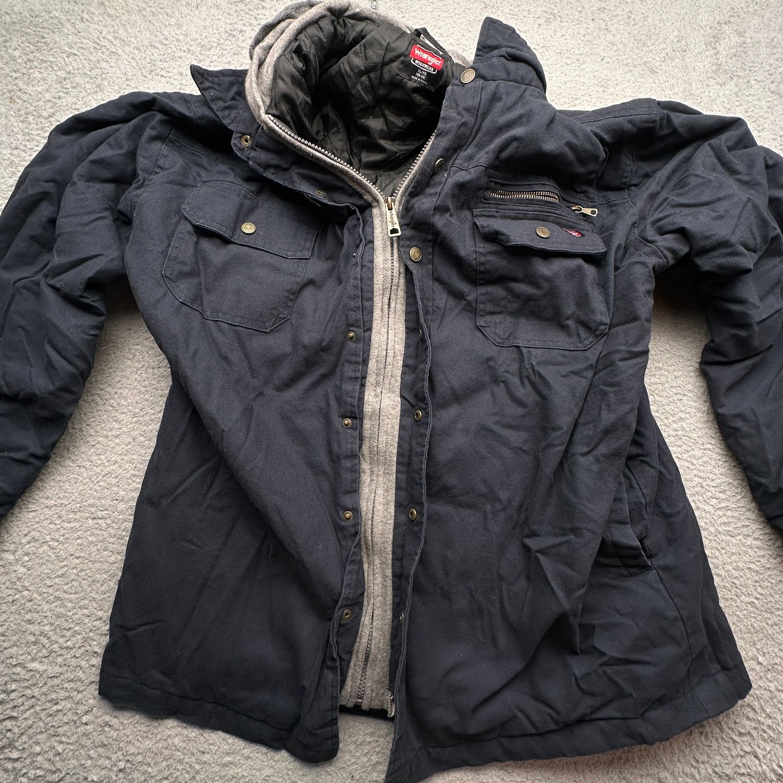 Wrangler Wrangler Canvas Hooded Work Jacket 55253 Mens XL Quilt Lined Size US XL / EU 56 / 4 - 13 Thumbnail
